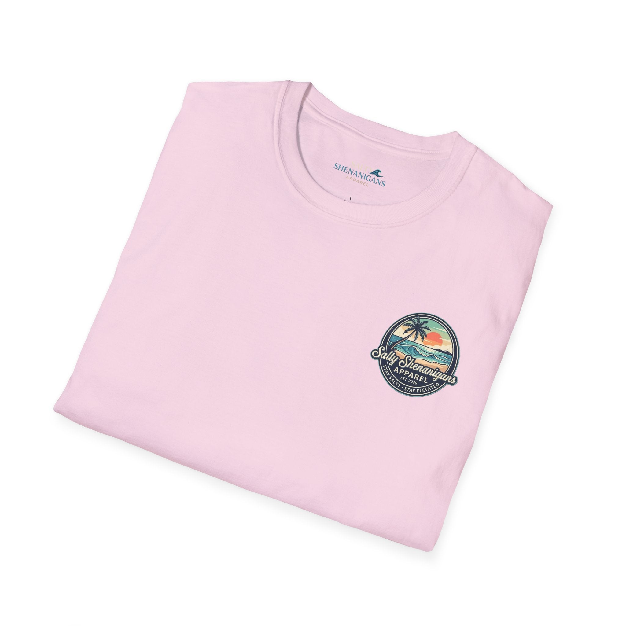 Salty Shenanigans Vintage Coastal Sunset Logo Printify