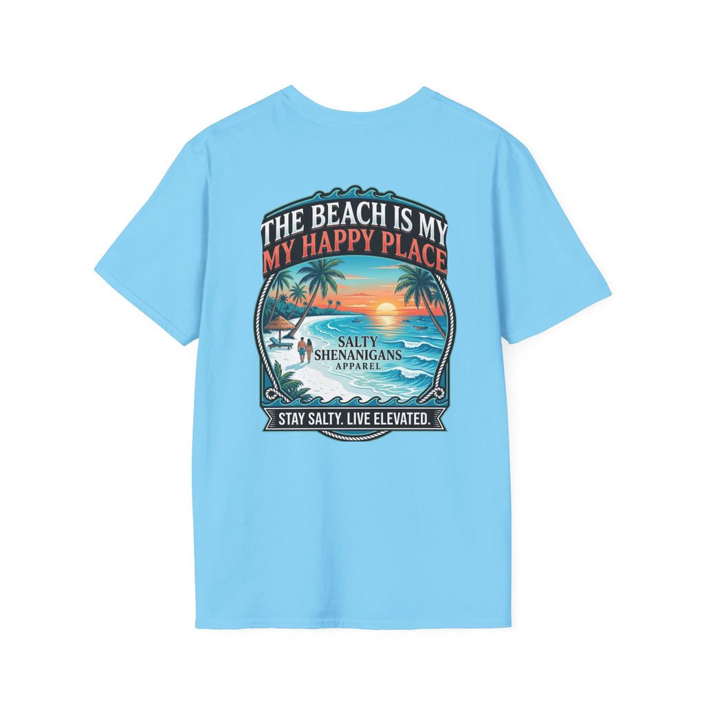 The Beach Is My Happy Place T-Shirt | Premium Coastal Graphic Tee Printify