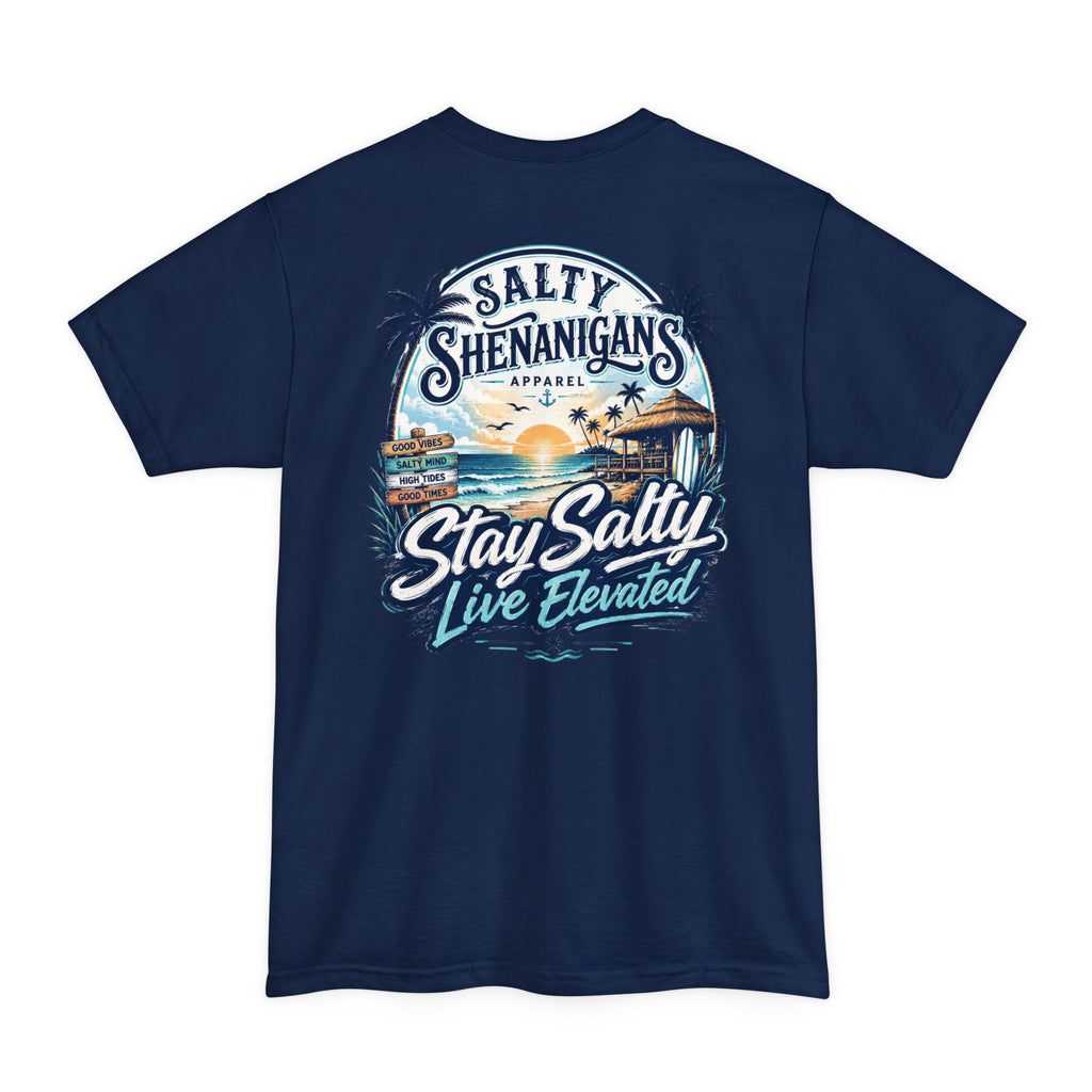 Stay Salty, Live Elevated Coastal Beach Bar Tall Tee Printify