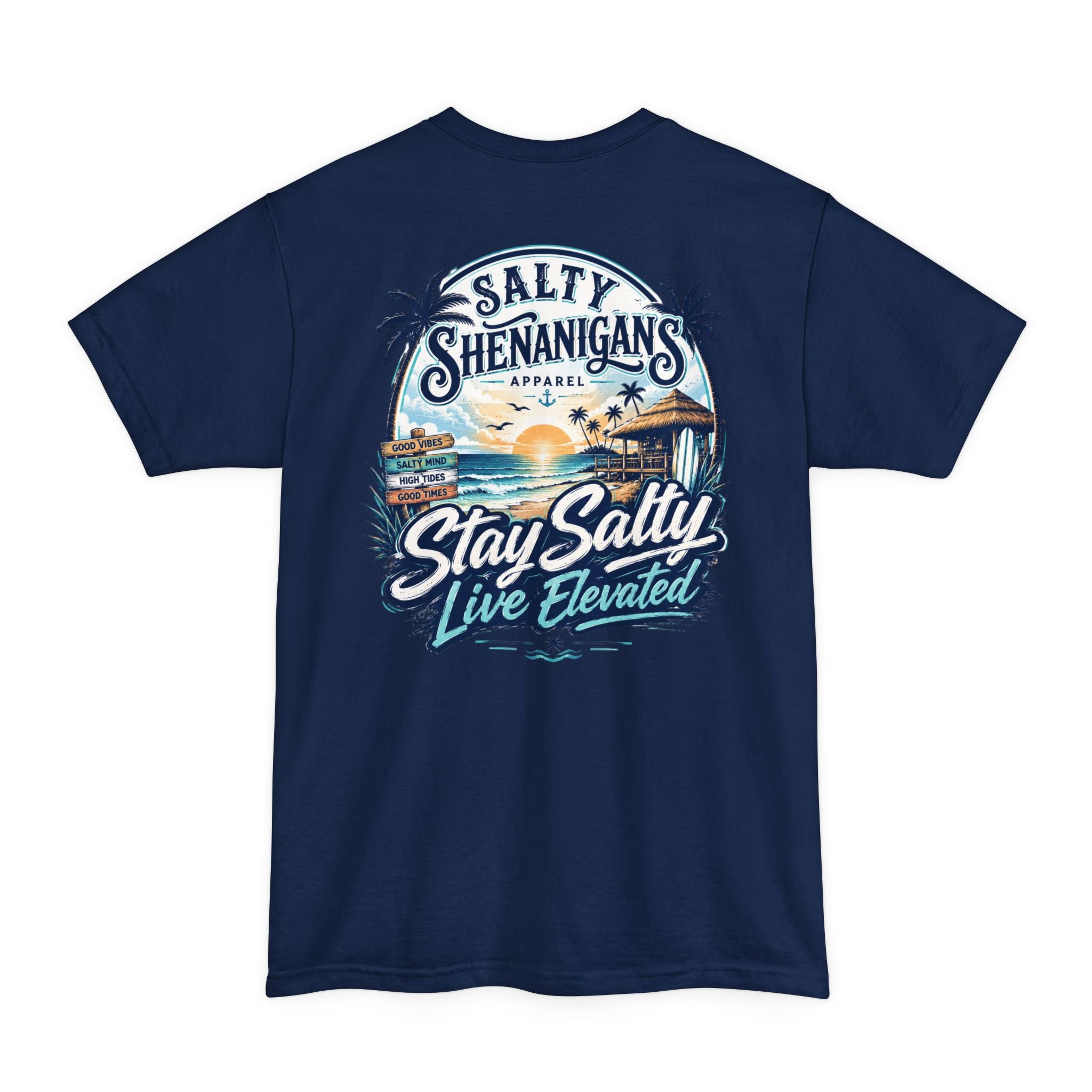 Stay Salty, Live Elevated Coastal Beach Bar Tall Tee Printify