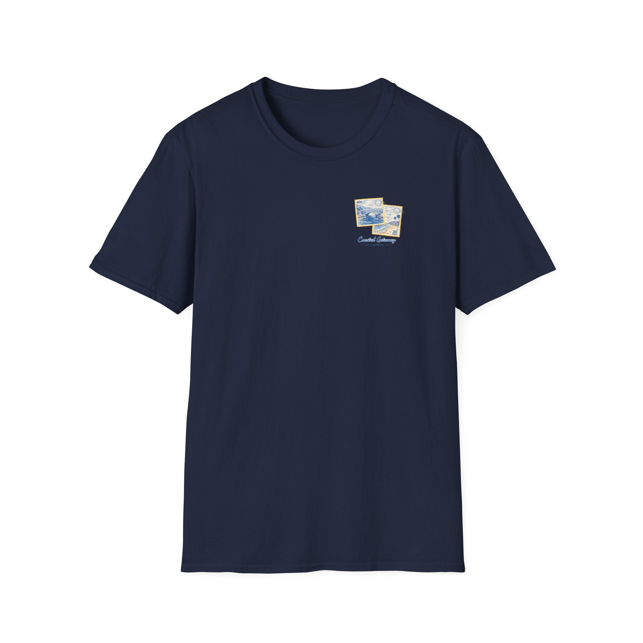 Coastal Getaway T-Shirt — Vintage Stamp Beach Tee Printify