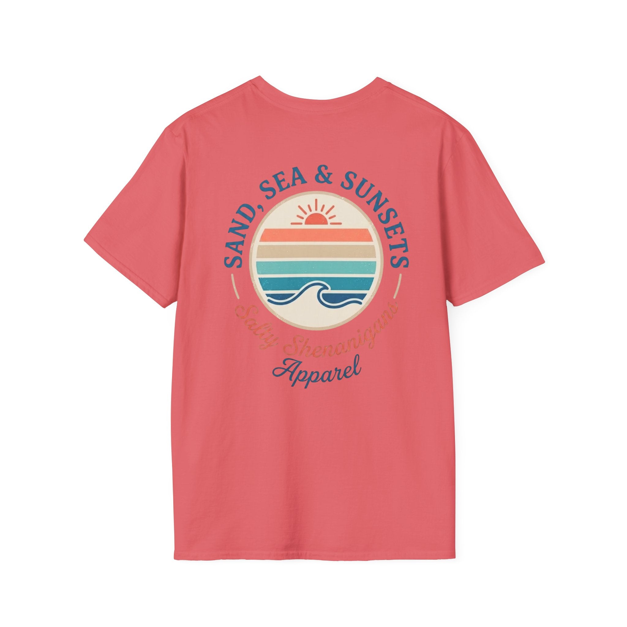 Salty Shenanigans Apparel Sand, Sea & Sunsets T-Shirt Printify