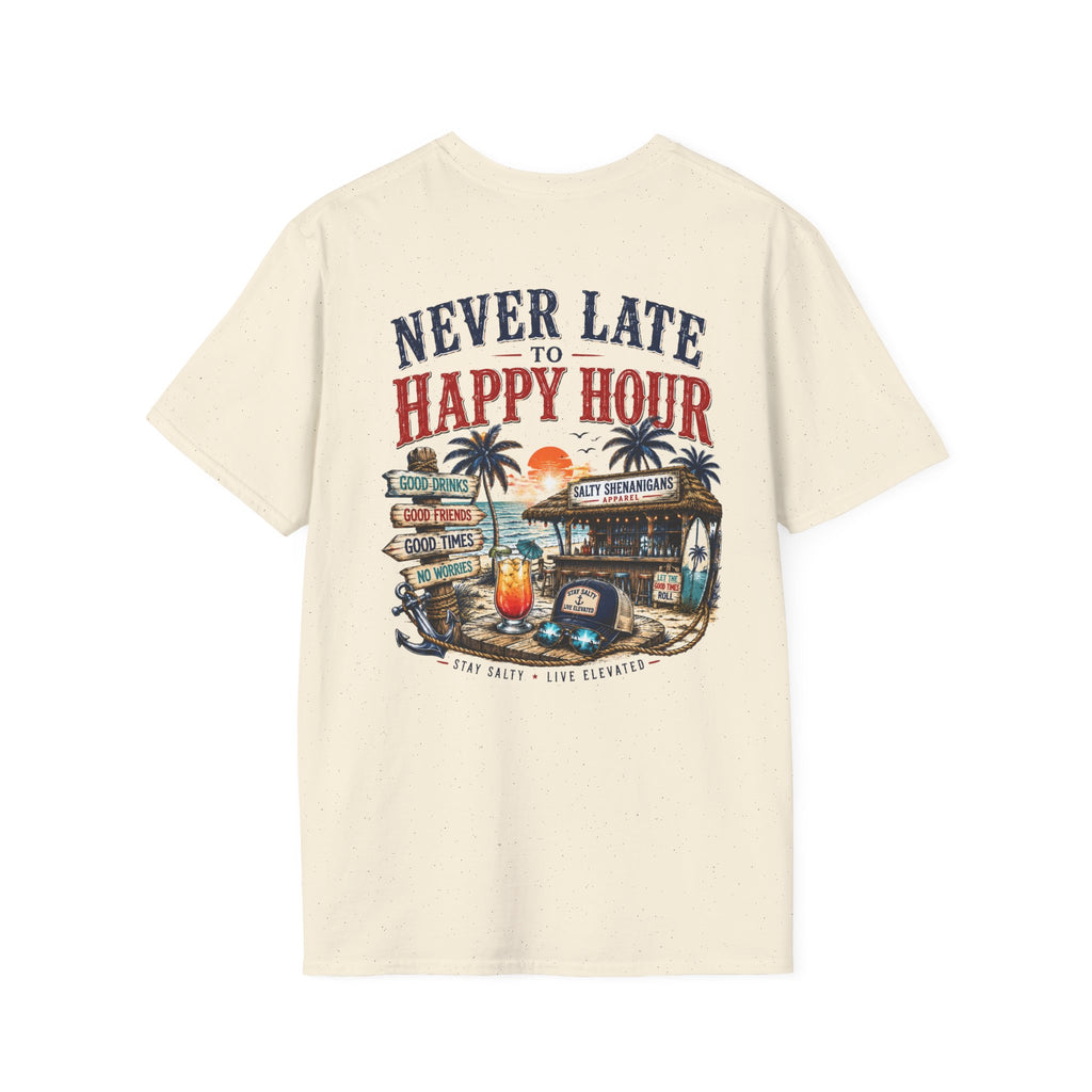 Happy Hour Never Waits Premium Coastal Beach Tee Printify