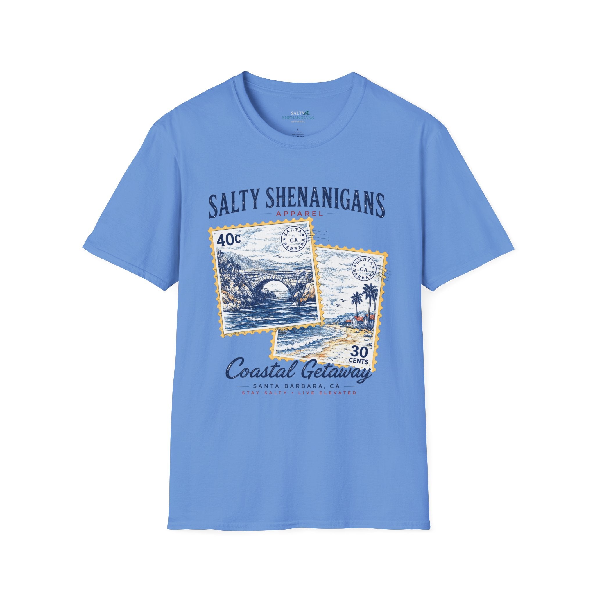 Coastal Getaway T-Shirt- Front Logo Printify