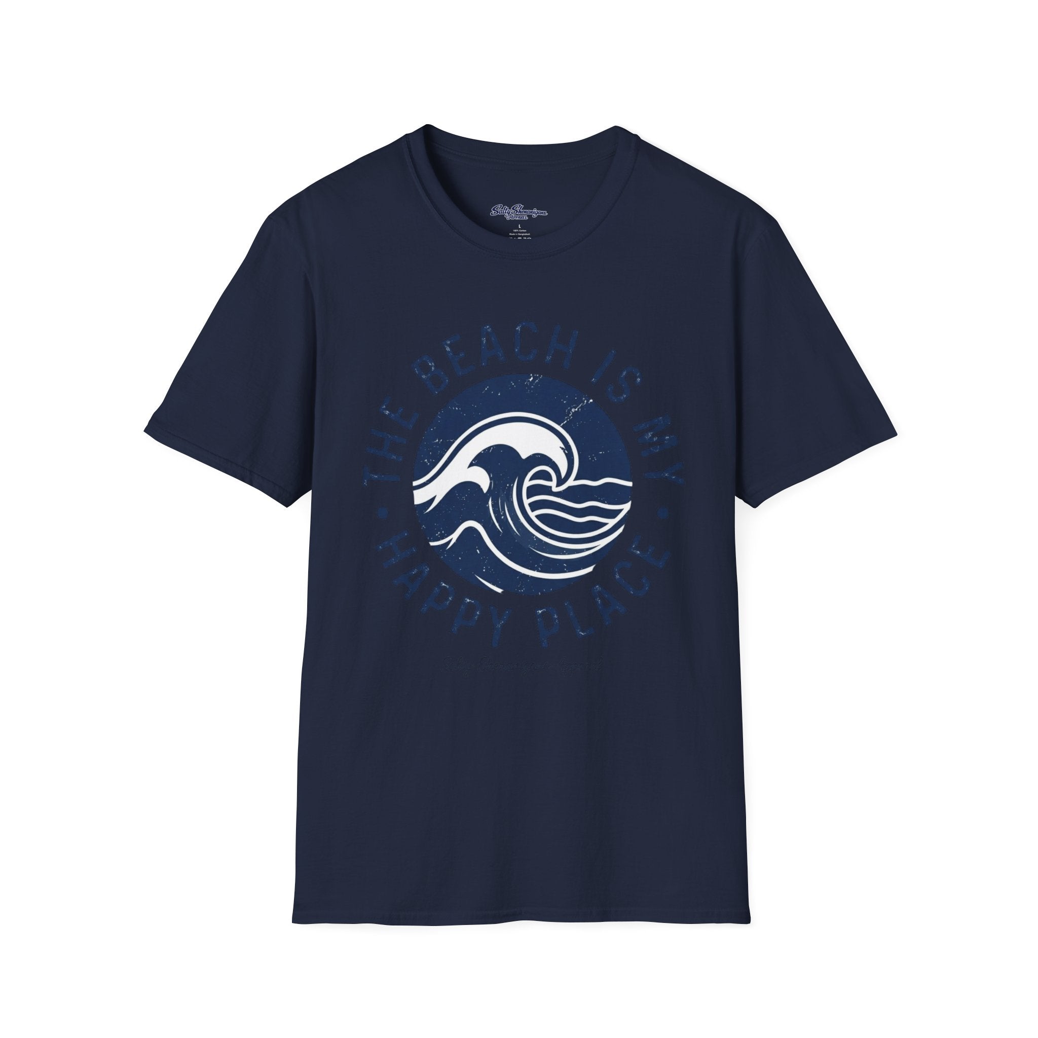 Salty Shenanigans Apparel The Beach Is My Happy Place T-Shirt Printify