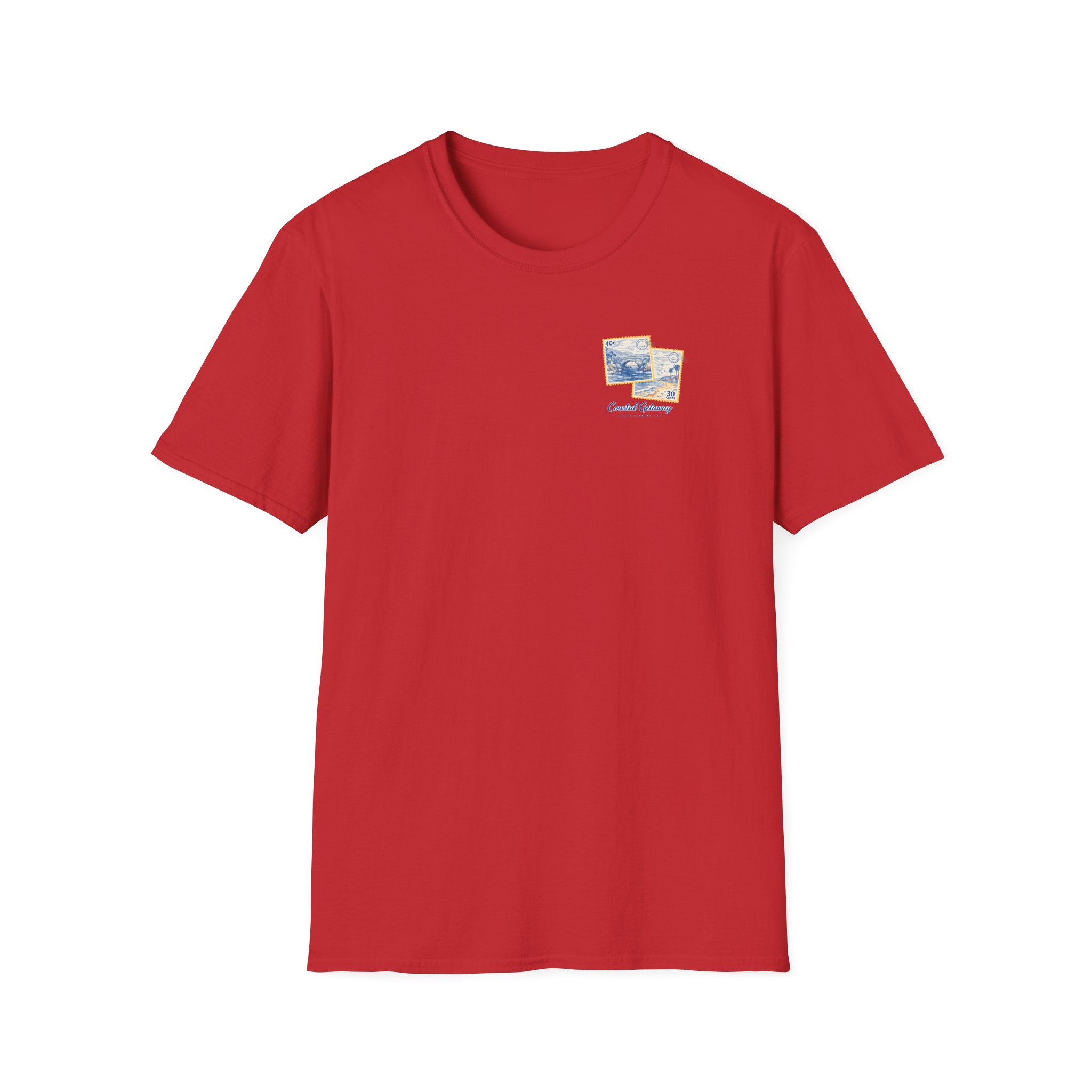 Coastal Getaway T-Shirt — Vintage Stamp Beach Tee Printify