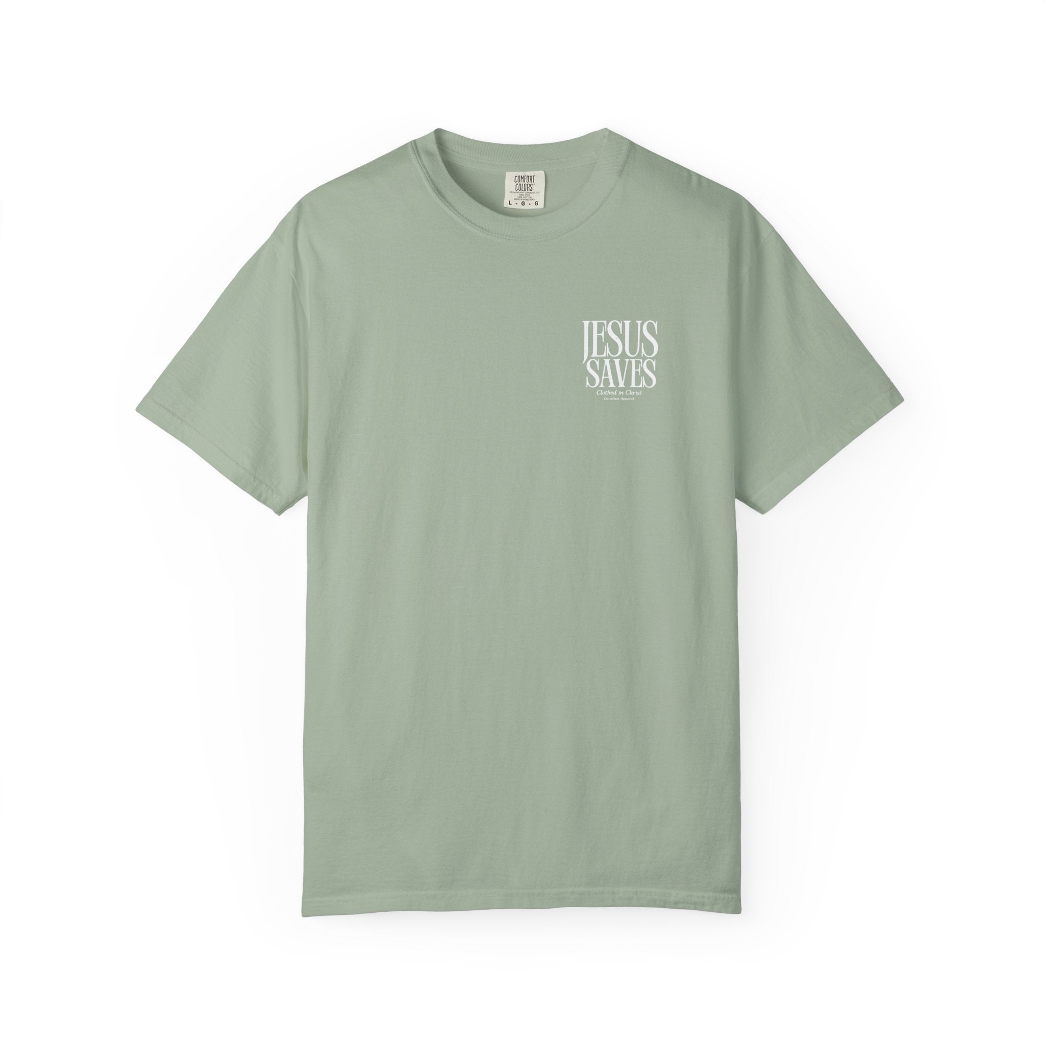 Jesus Saves T-Shirt — Minimal Embossed Religious Tee Printify