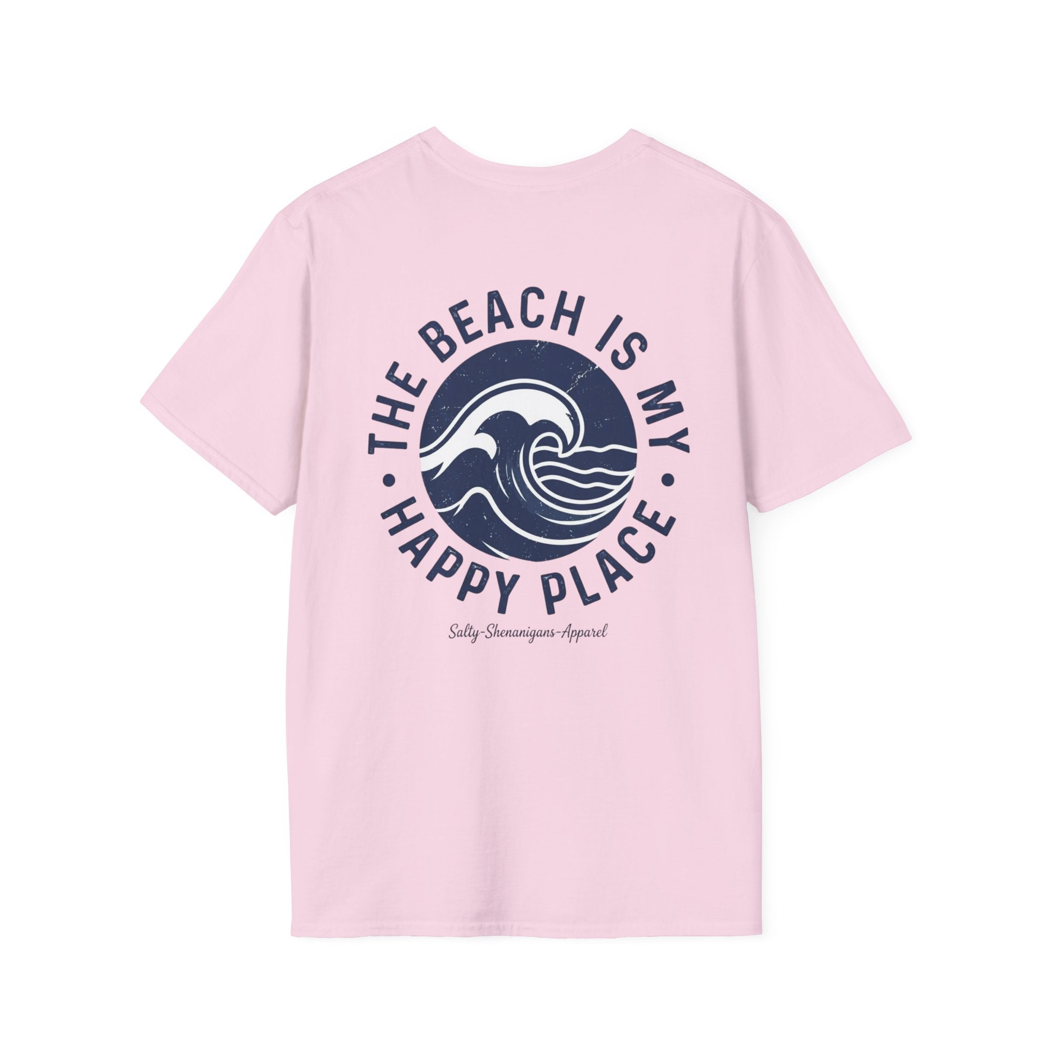 Salty Shenanigans Apparel The Beach Is My Happy Place T-Shirt Printify