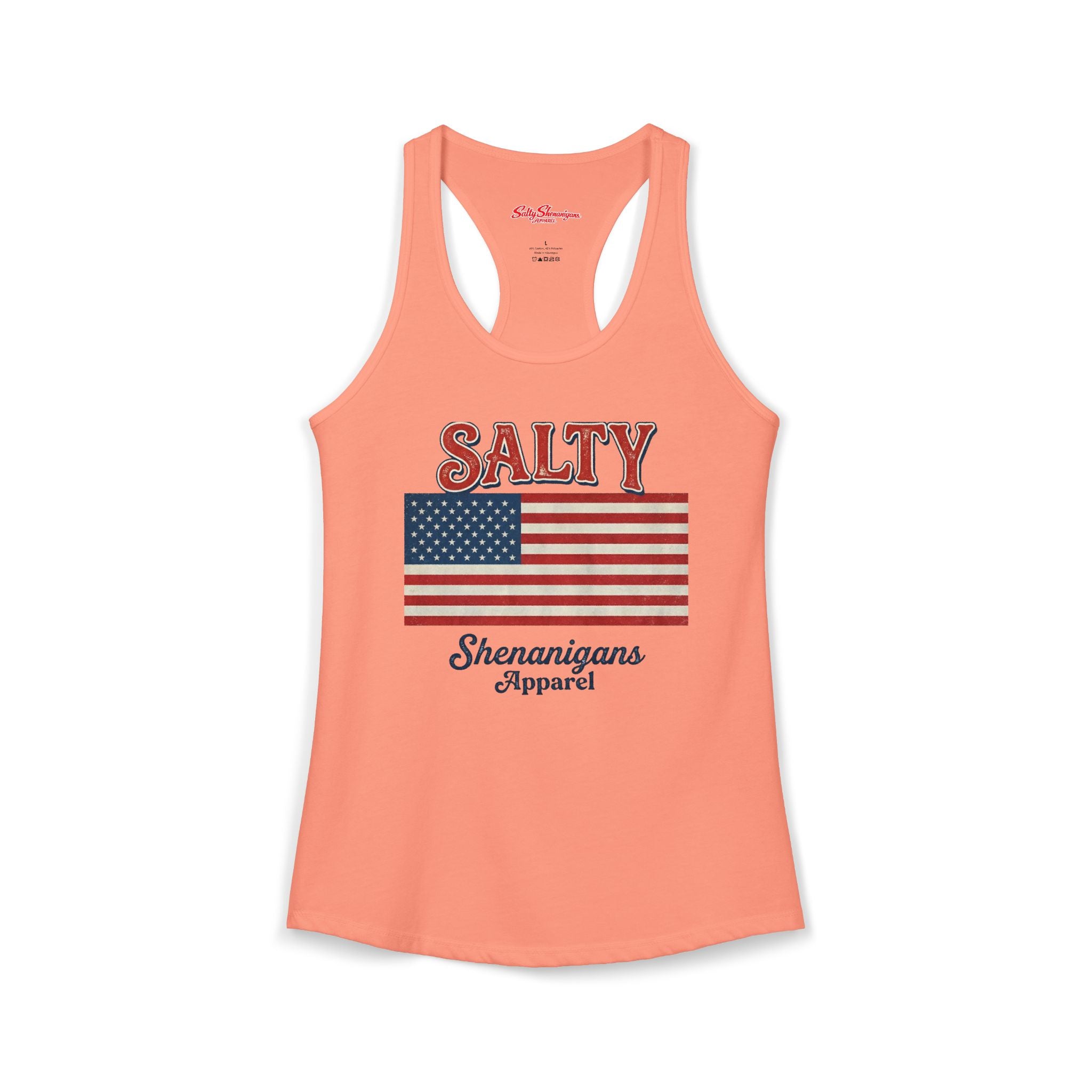 American Flag Salty Shenanigans Apparel Ideal Racerback Tank Printify