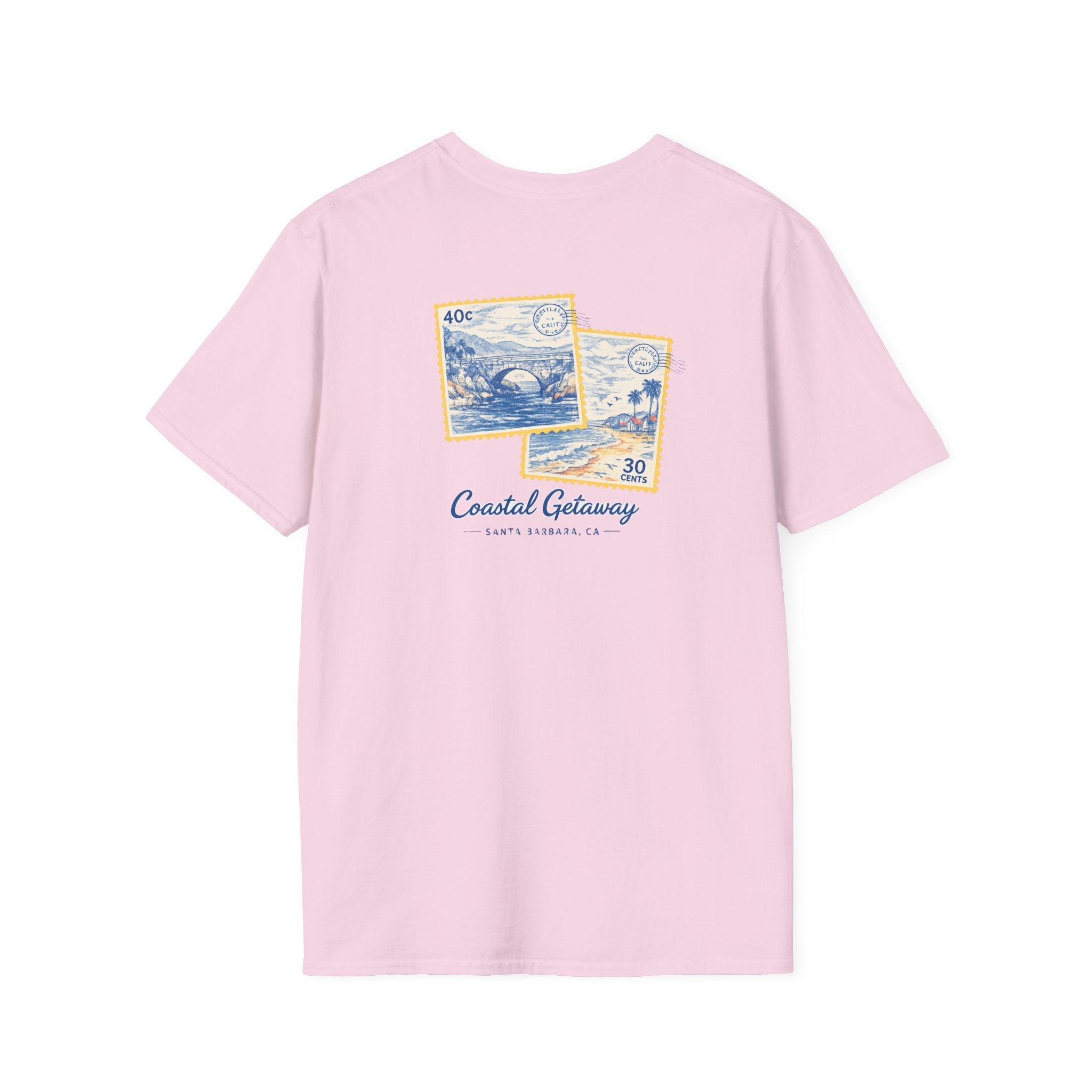 Coastal Getaway T-Shirt — Vintage Stamp Beach Tee Printify