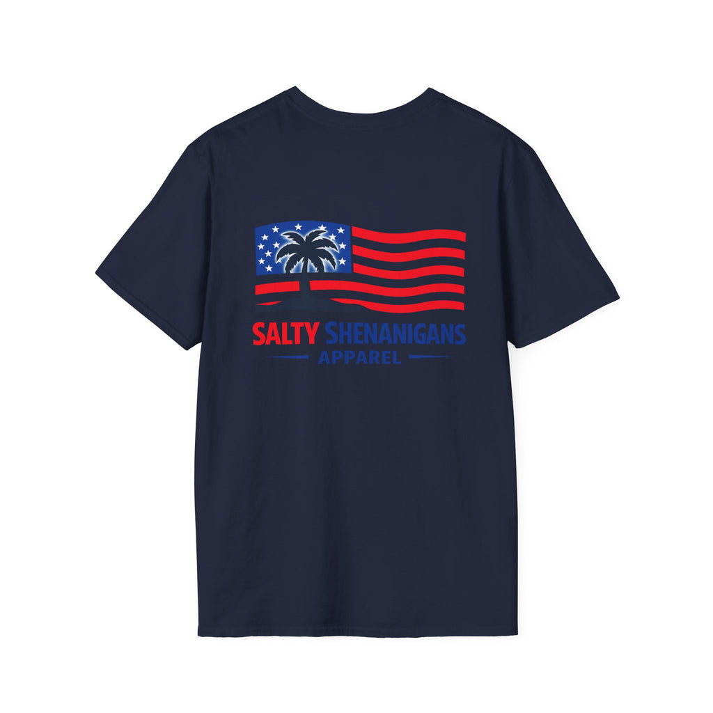 Salty Shenanigans Apparel USA Flag Palm T-Shirt Printify