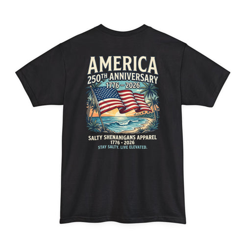 America 250th Anniversary 1776–2026 – Patriotic Coastal Tall Tee | Hanes Beefy-T Tall Printify