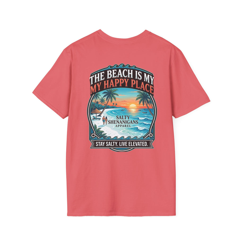 The Beach Is My Happy Place T-Shirt | Premium Coastal Graphic Tee Printify