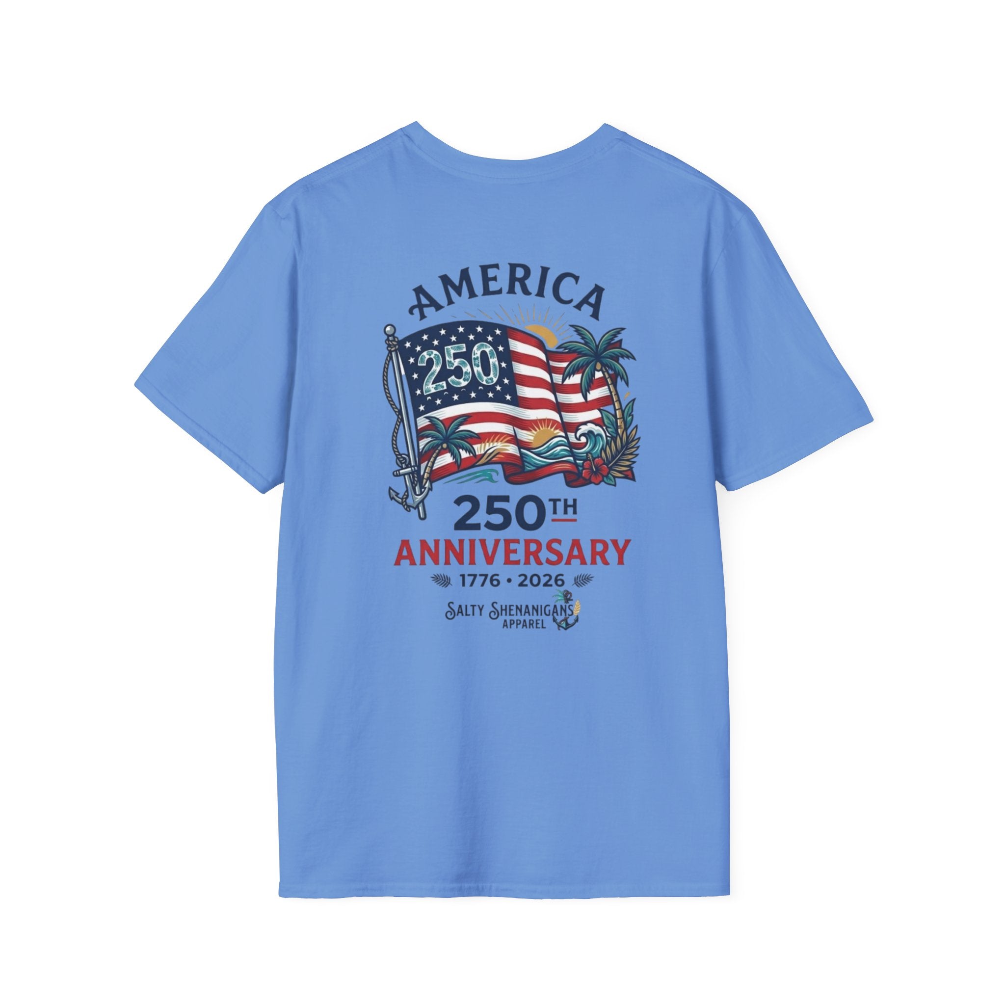 Salty Shenanigans Apparel America 250 Palm Color T-Shirt Printify