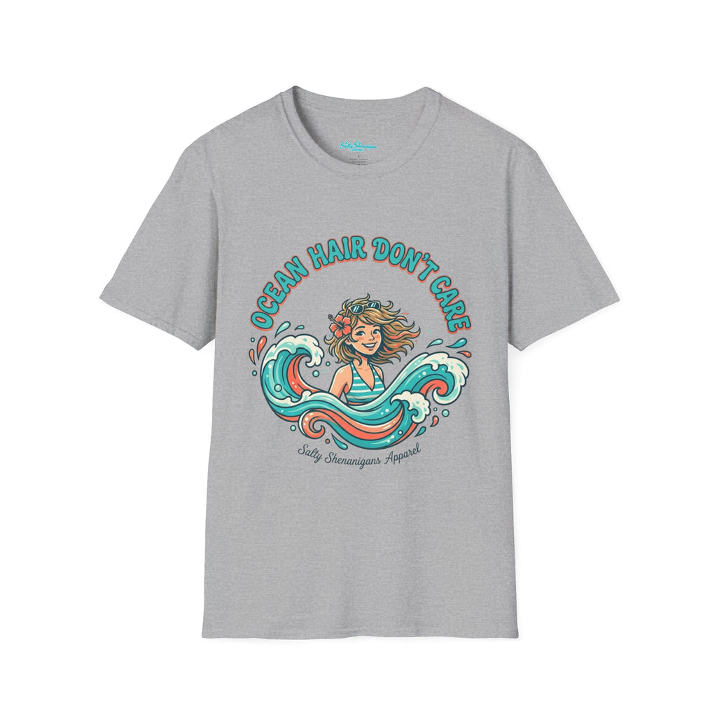 Ocean Hair Don't Care Salty Shenanigans Apparel  T-Shirt Printify