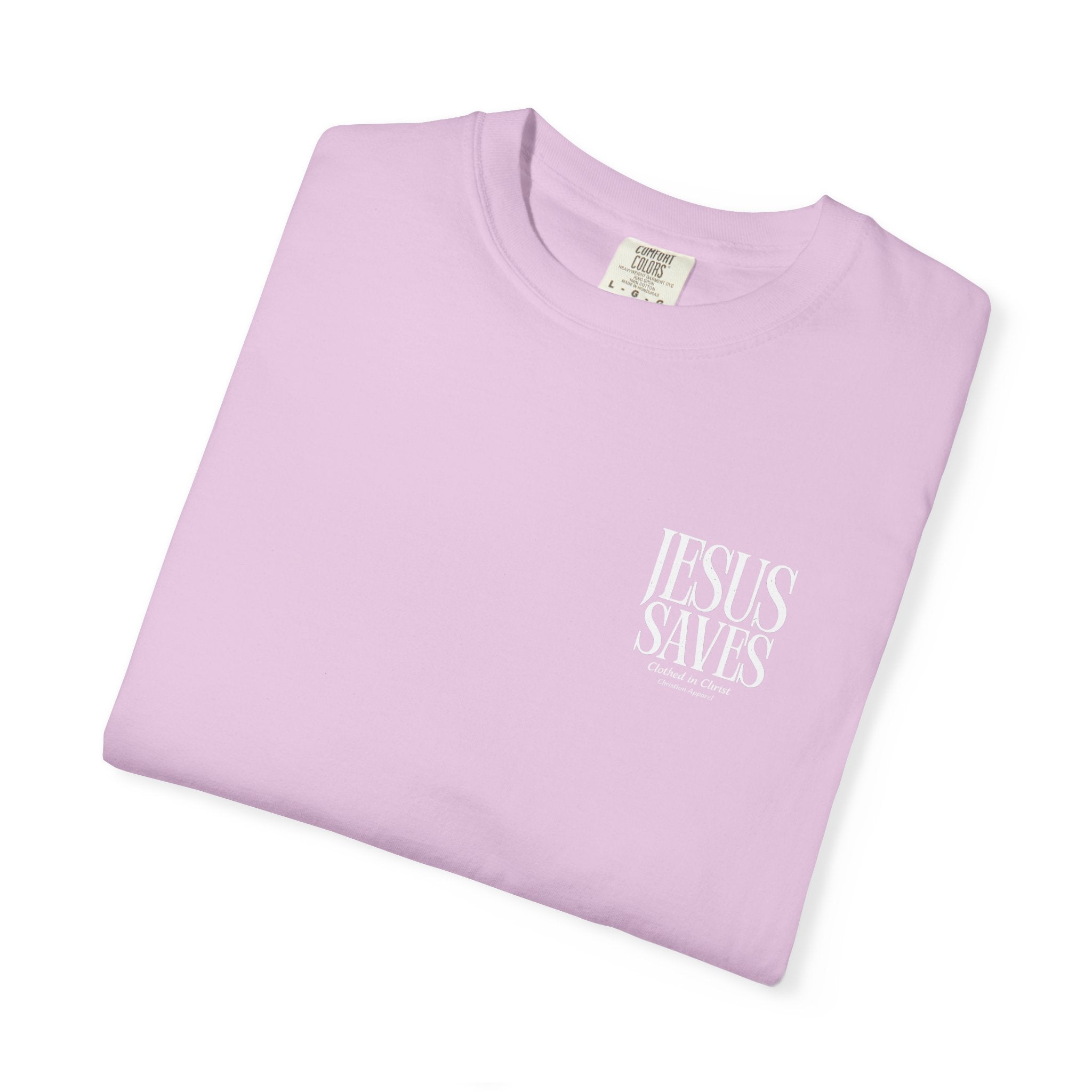 Jesus Saves T-Shirt — Minimal Embossed Religious Tee Printify