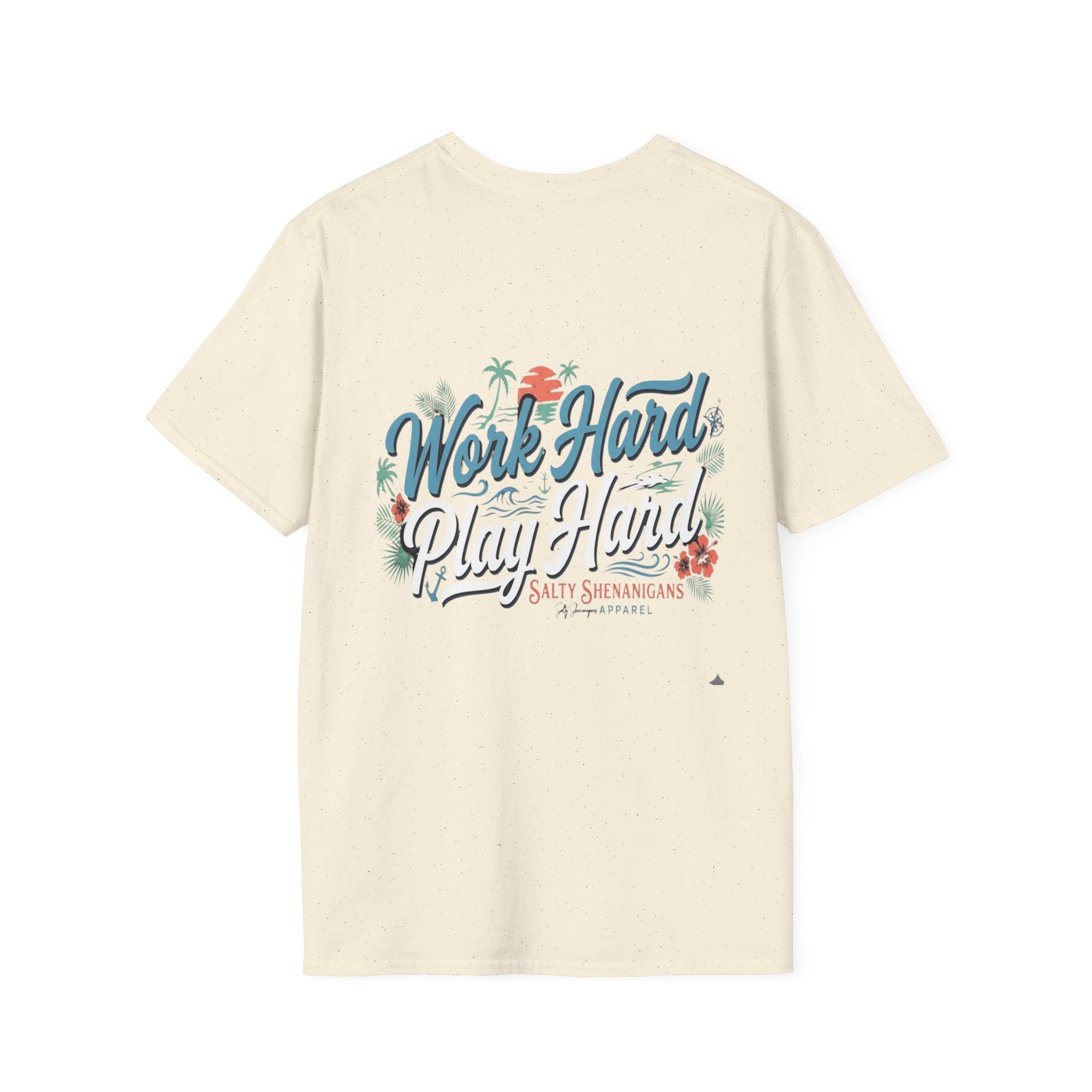 Work Hard Play Hard Coastal Lifestyle T-Shirt | Women's Beach Resort Graphic Tee | Gildan 64000 | Salty Shenanigans Apparel Printify