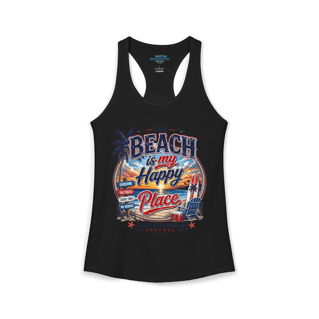 The Beach Is My Happy Place Women's Coastal Tank Top Printify