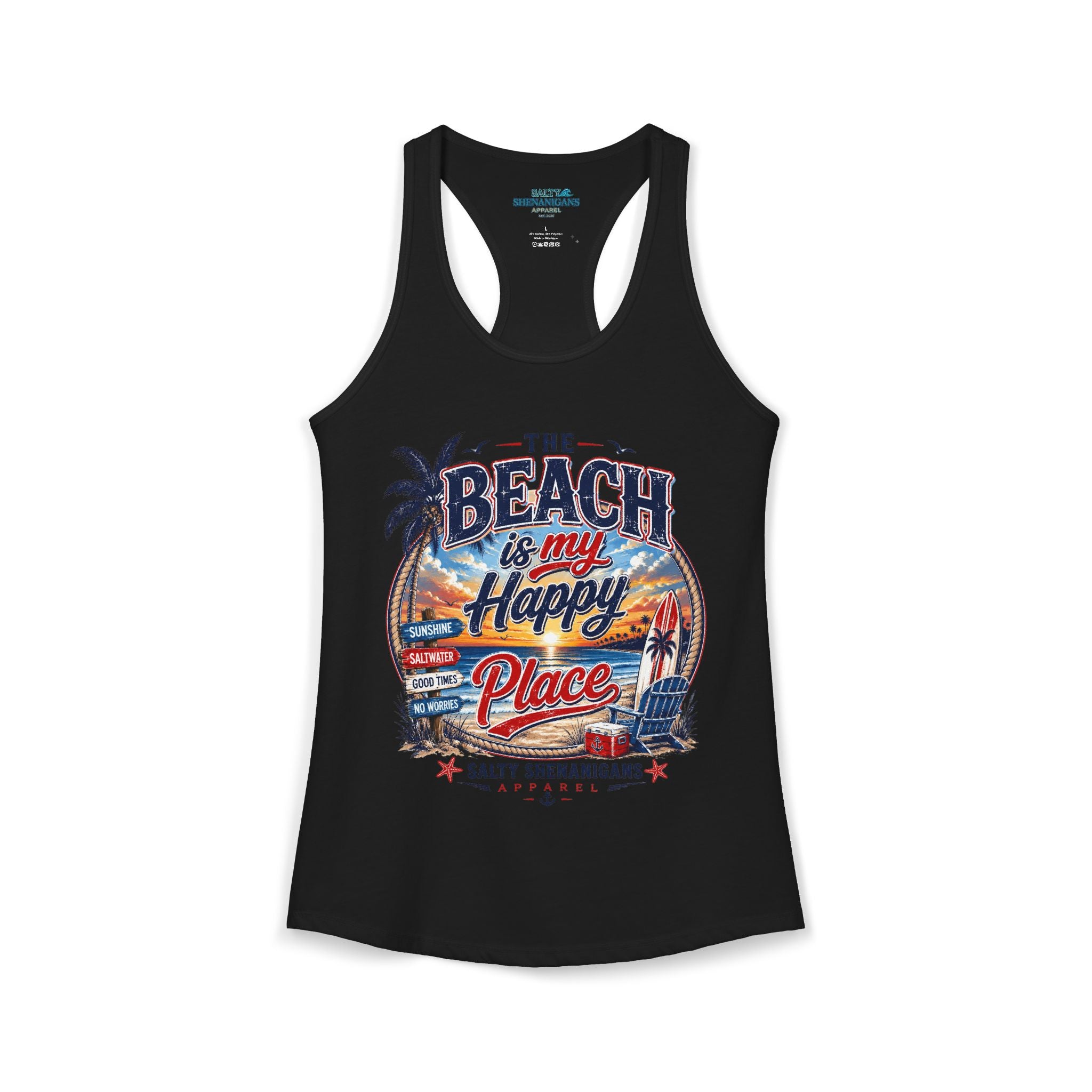 The Beach Is My Happy Place Women's Coastal Tank Top Printify