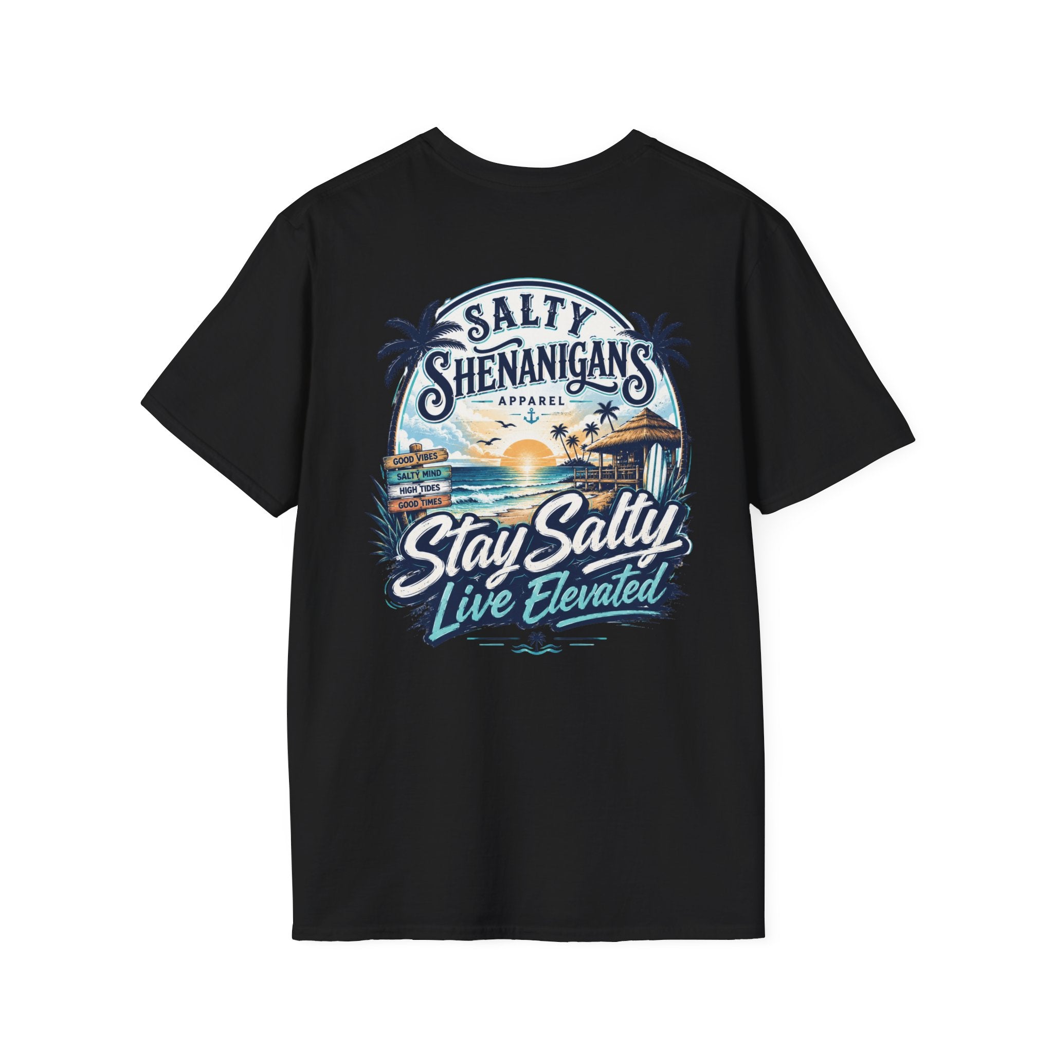 Stay Salty, Live Elevated Coastal Beach Bar Tee Printify