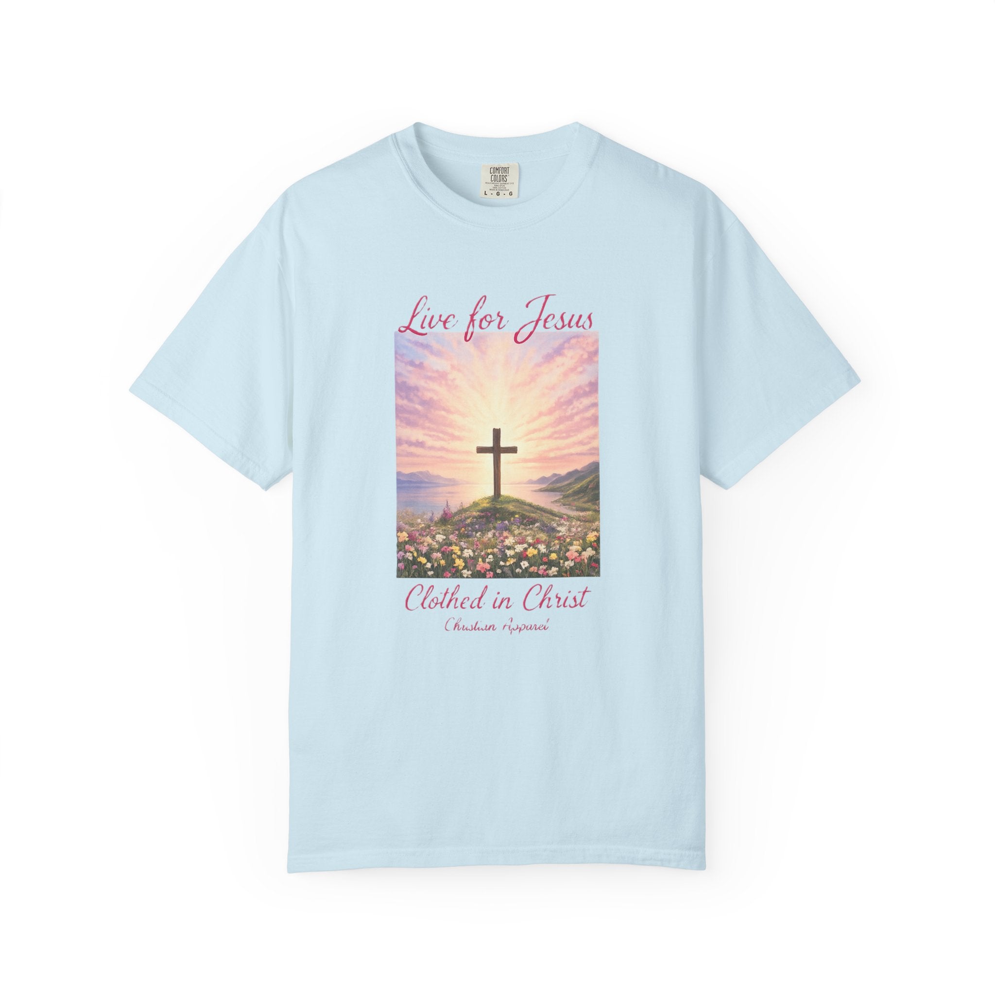 Clothed In Christ -Faith Cross T-Shirt — "Live for Jesus / Clothed in Christ" Christian Graphic Tee Printify