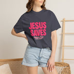 Clothed In Christ -Jesus Saves T-Shirt — Bold Pink Christian Faith Tee Printify