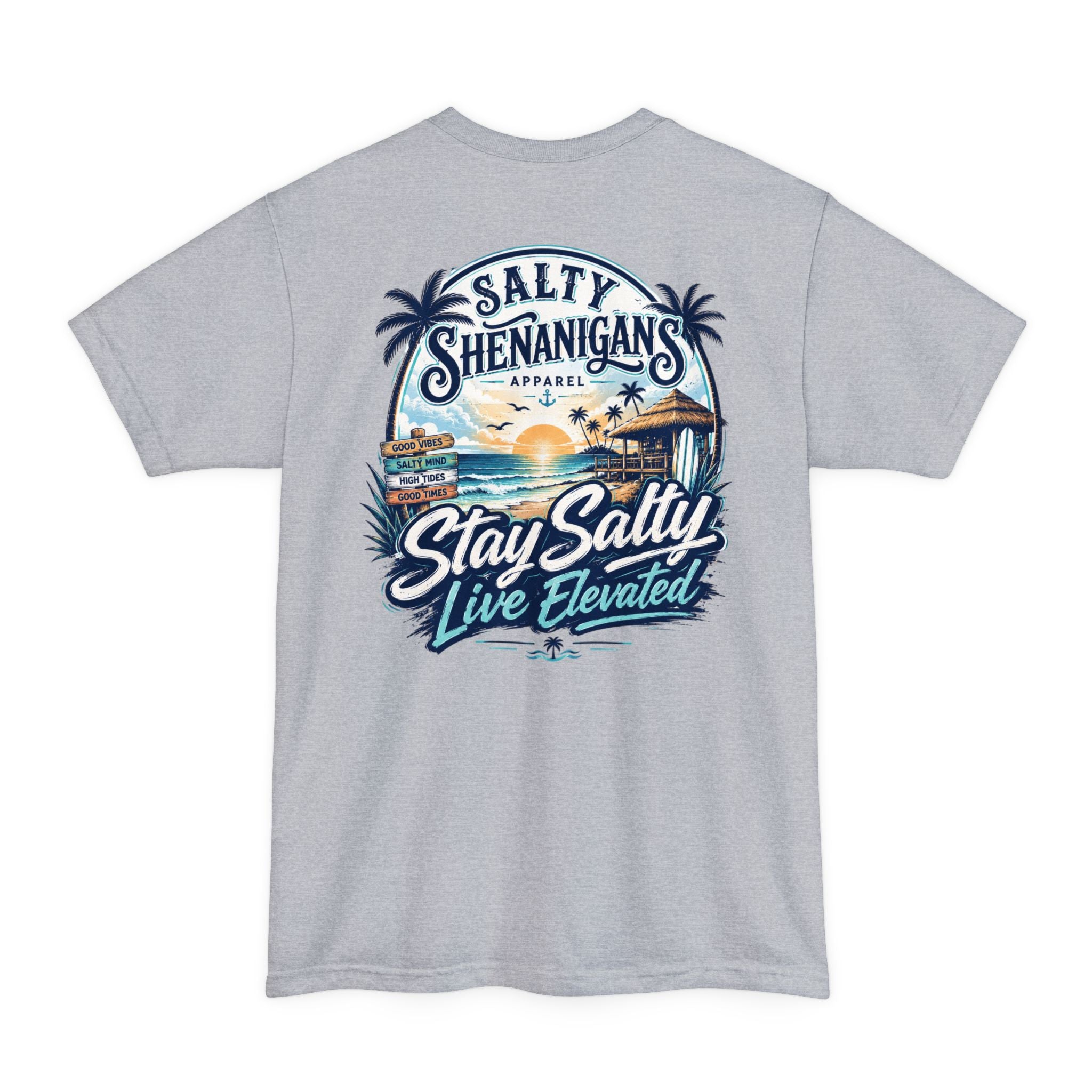 Stay Salty, Live Elevated Coastal Beach Bar Tall Tee Printify