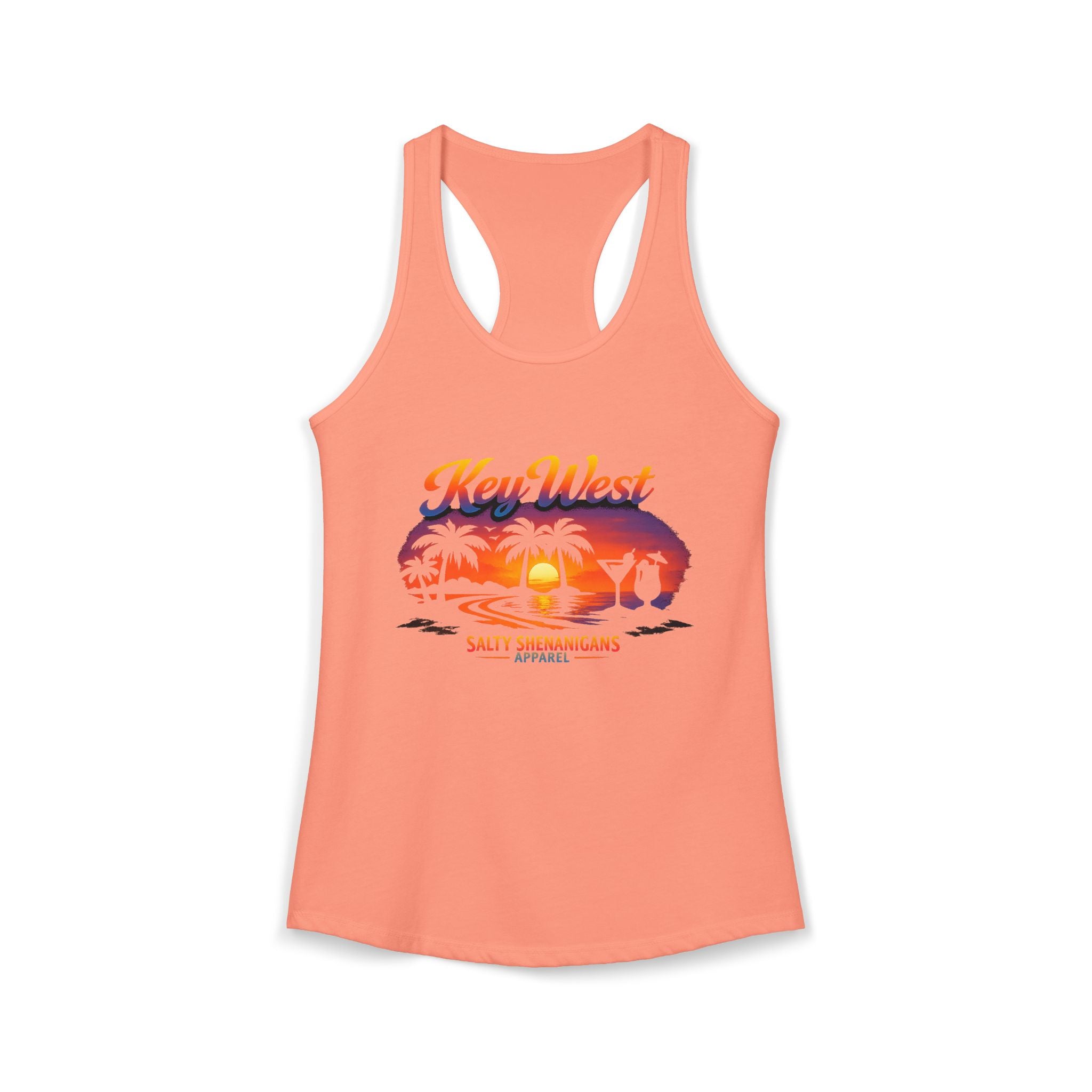 Women's Salty Shenanigans Key West Palm Racerback Tank Printify