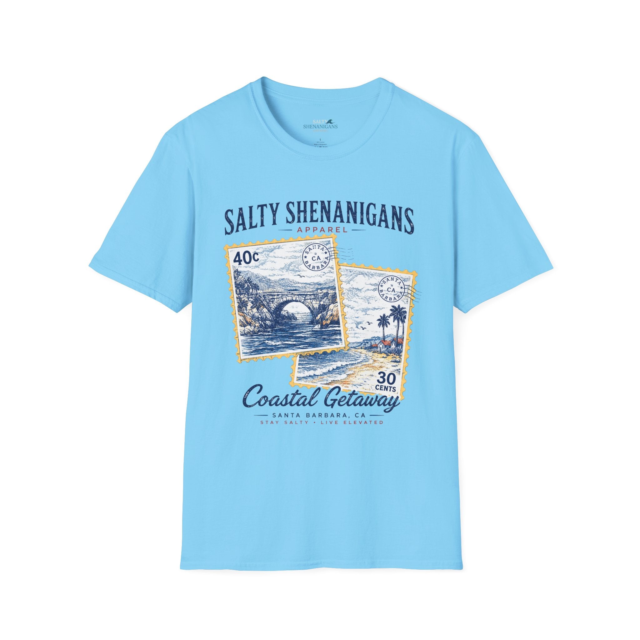 Coastal Getaway T-Shirt- Front Logo Printify