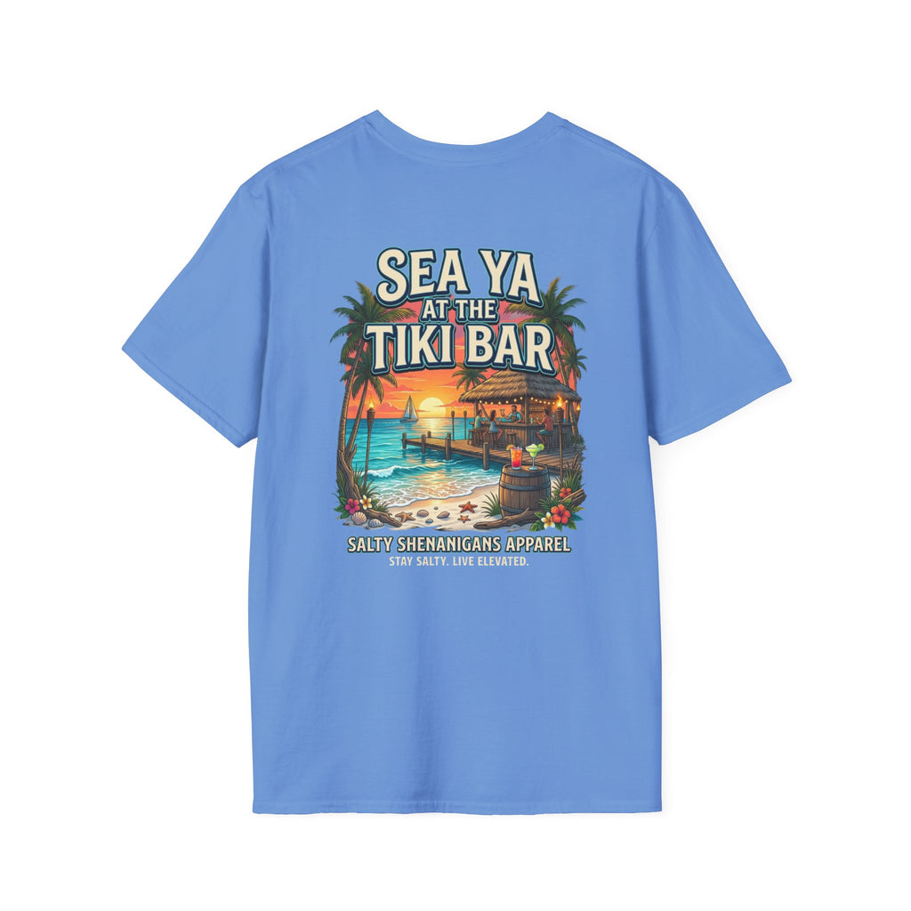 Sea Ya at the Tiki Bar Beach T-Shirt | Tropical Vacation Graphic Tee Printify