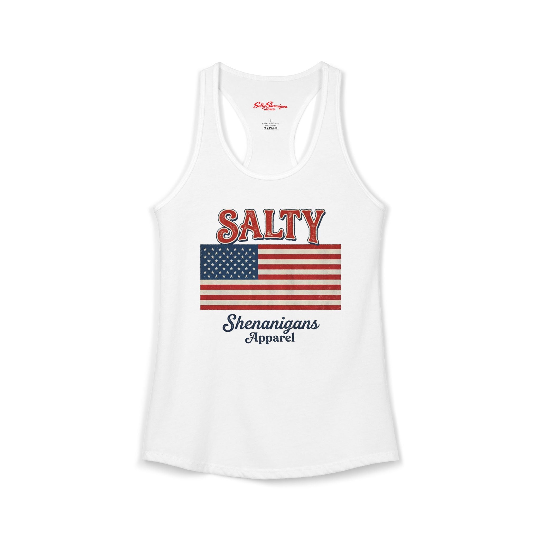American Flag Salty Shenanigans Apparel Ideal Racerback Tank Printify