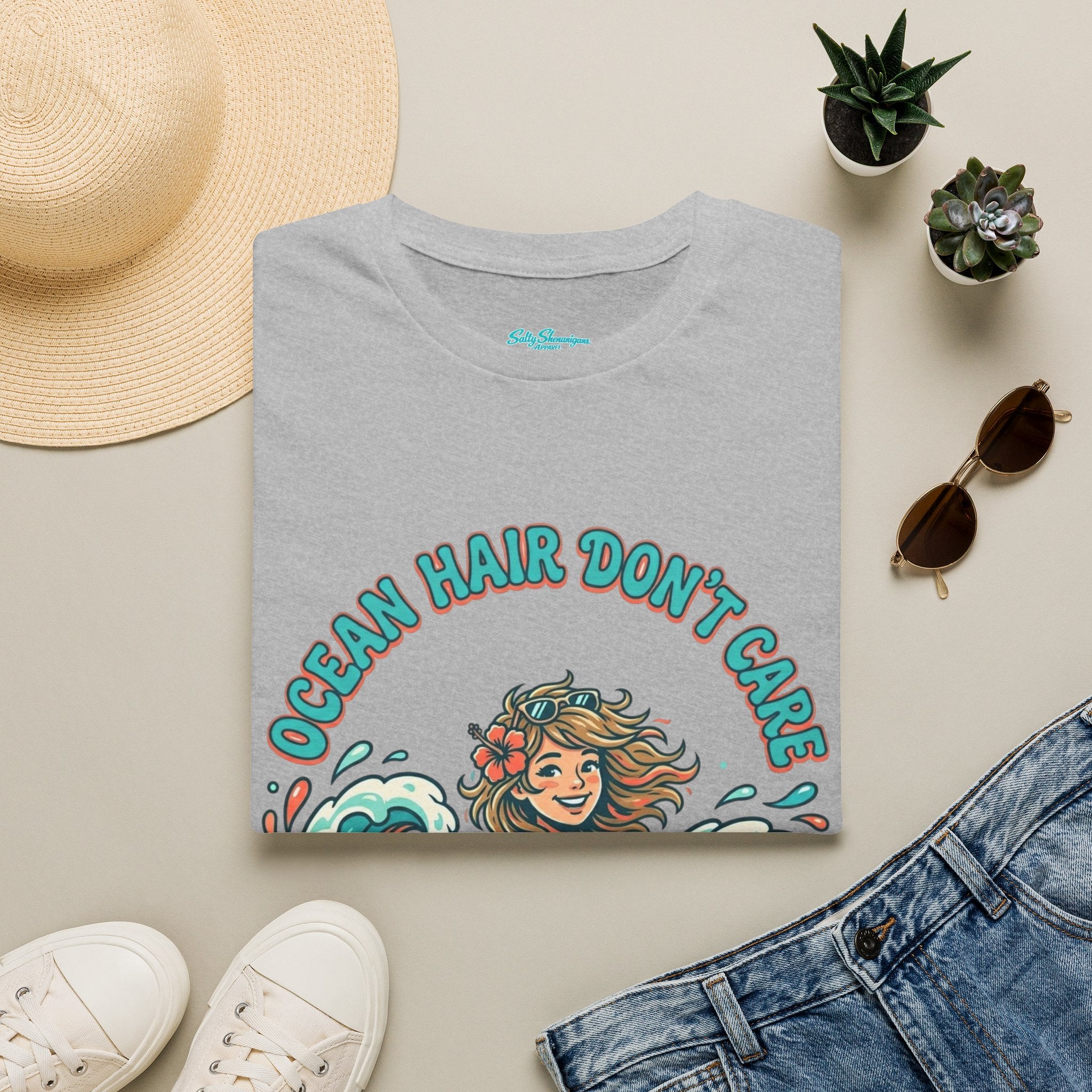 Ocean Hair Don't Care Salty Shenanigans Apparel  T-Shirt Printify