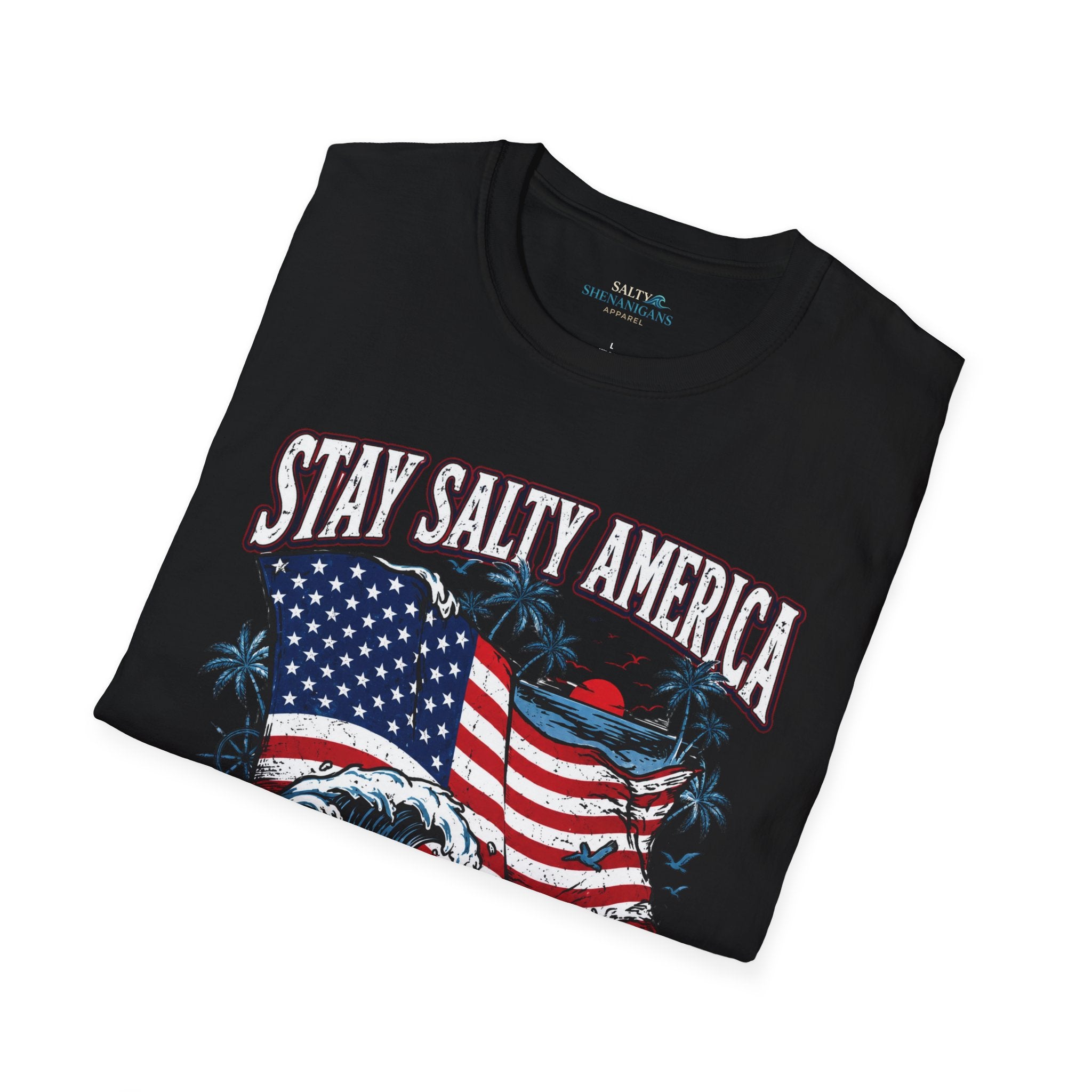 Stay Salty America Premium Beach Tee | Patriotic Coastal Graphic Shirt Printify