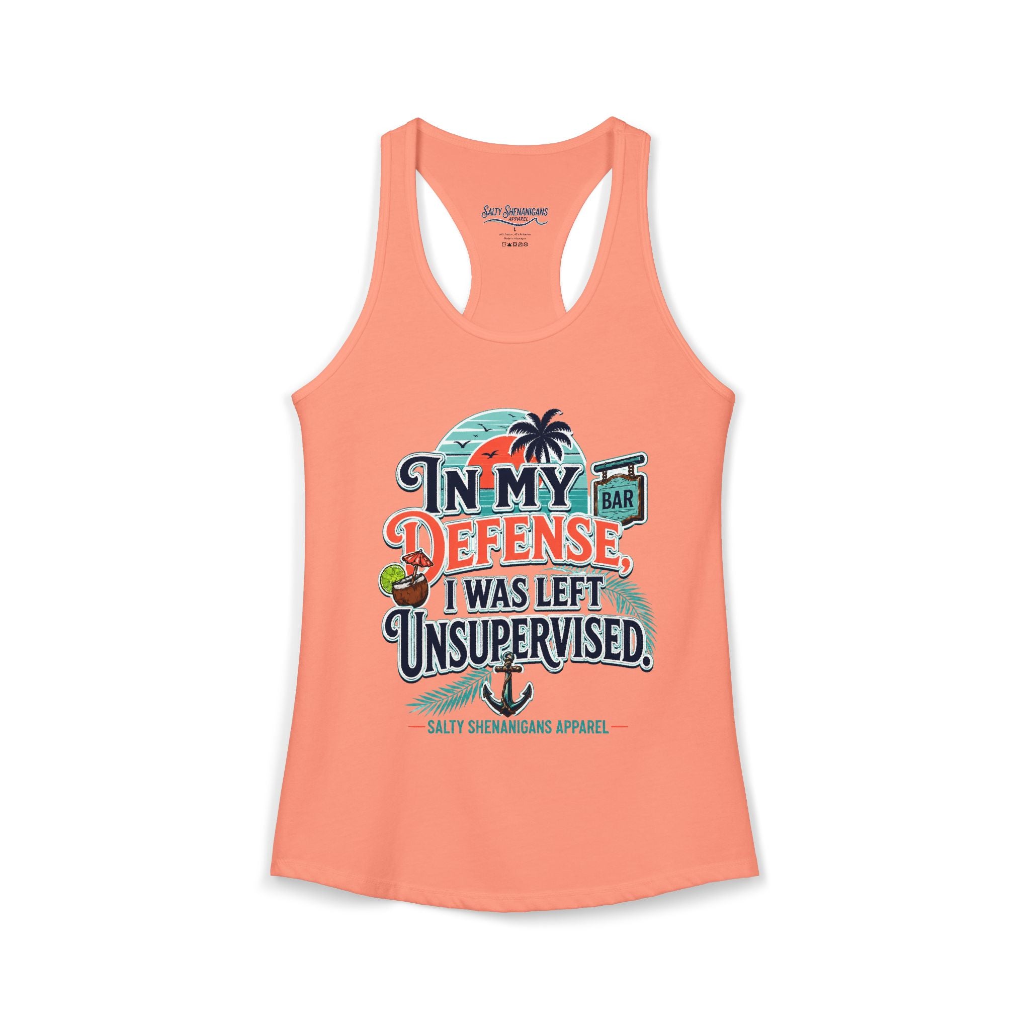 In My Defense I Was Left Unsupervised Women's Racerback Tank Printify