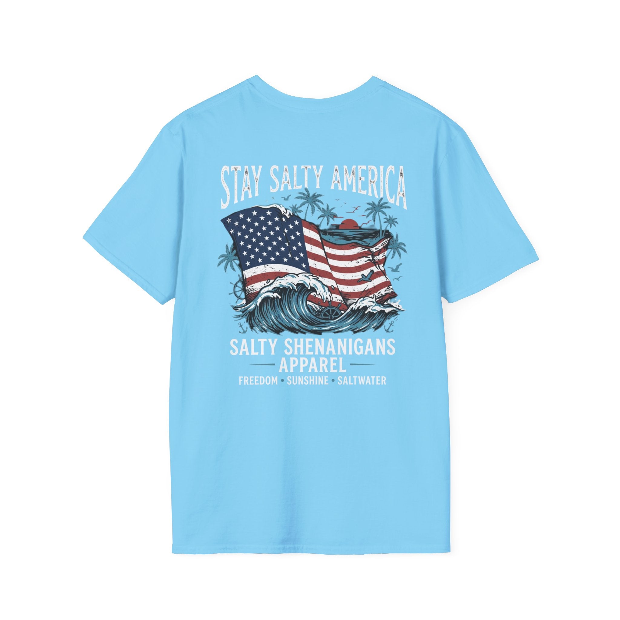 Stay Salty America Patriotic Coastal T-Shirt | Salty Shenanigans Apparel Printify