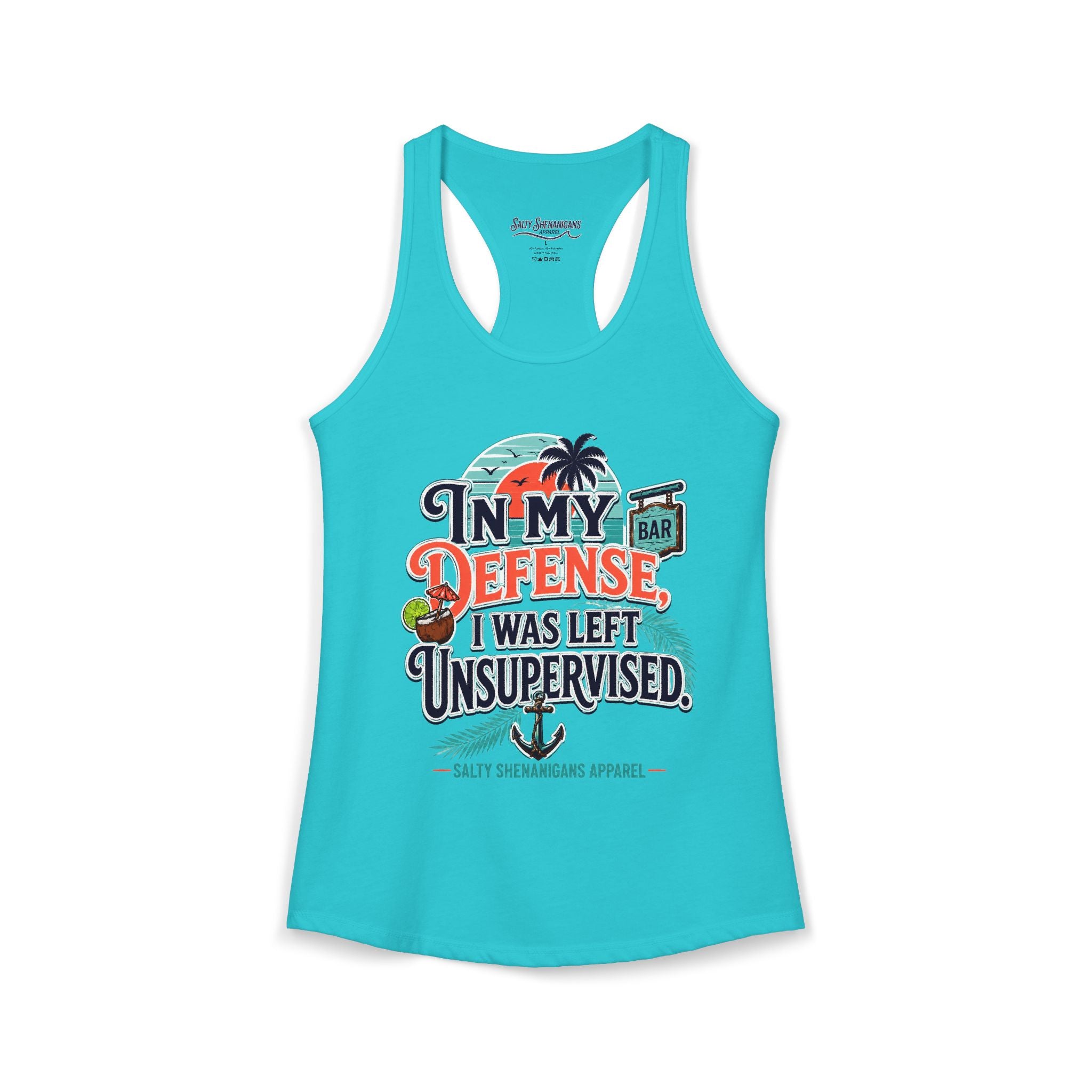 In My Defense I Was Left Unsupervised Women's Racerback Tank Printify