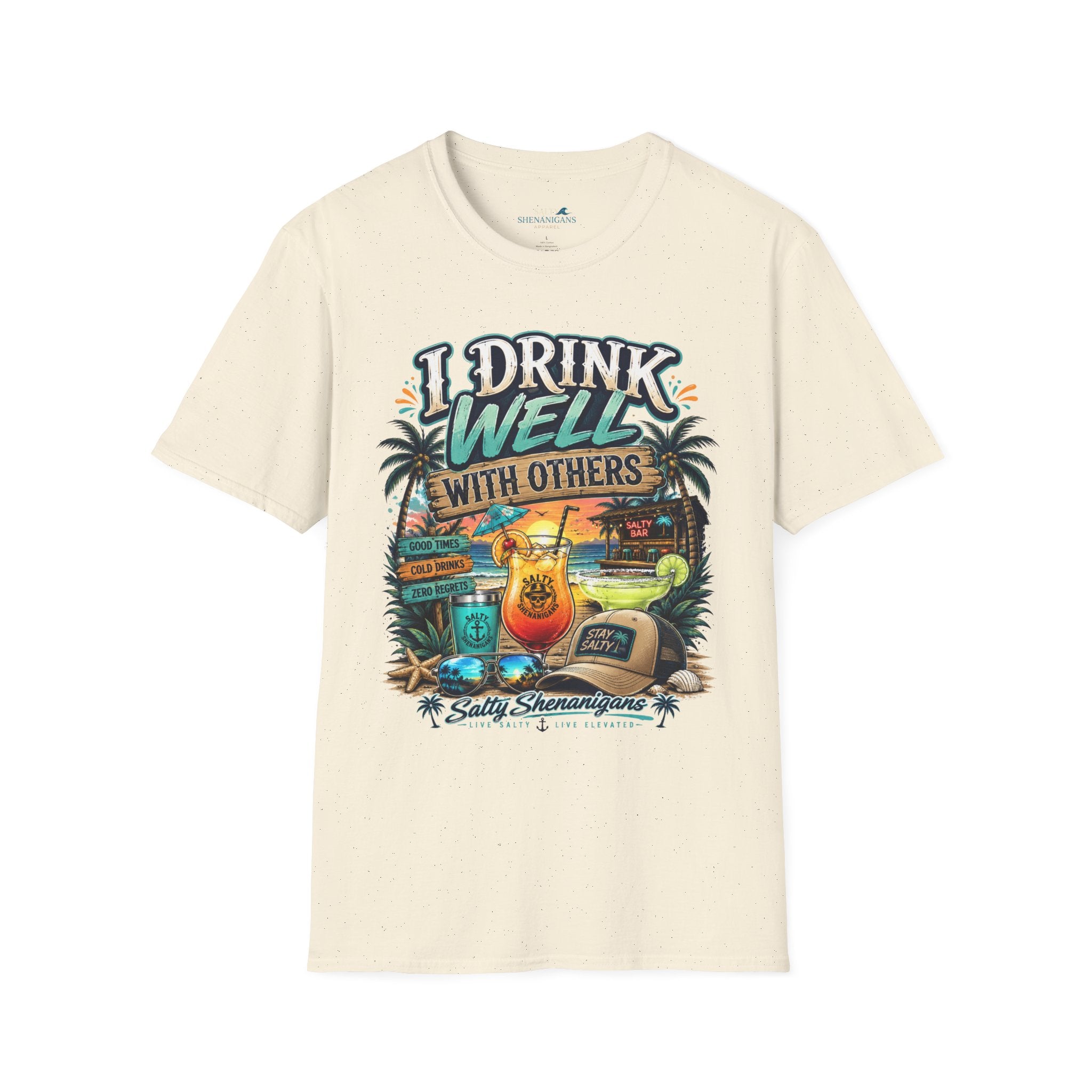 I Drink Well With Others Beach Bar Front T-Shirt Printify