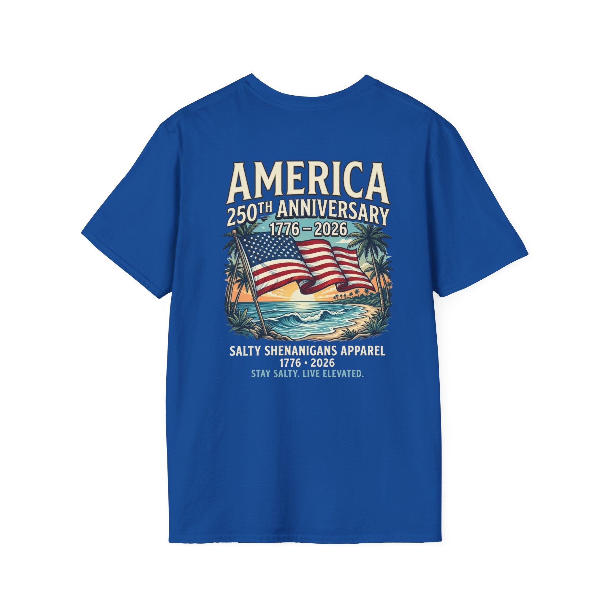 America 250th Anniversary Coastal Flag Tee | Salty Shenanigans Apparel Printify