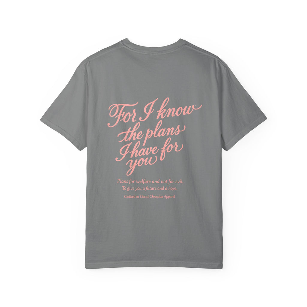 Scripted Scripture T‑Shirt — “For I know the plans I have for you” Inspirational Tee Printify