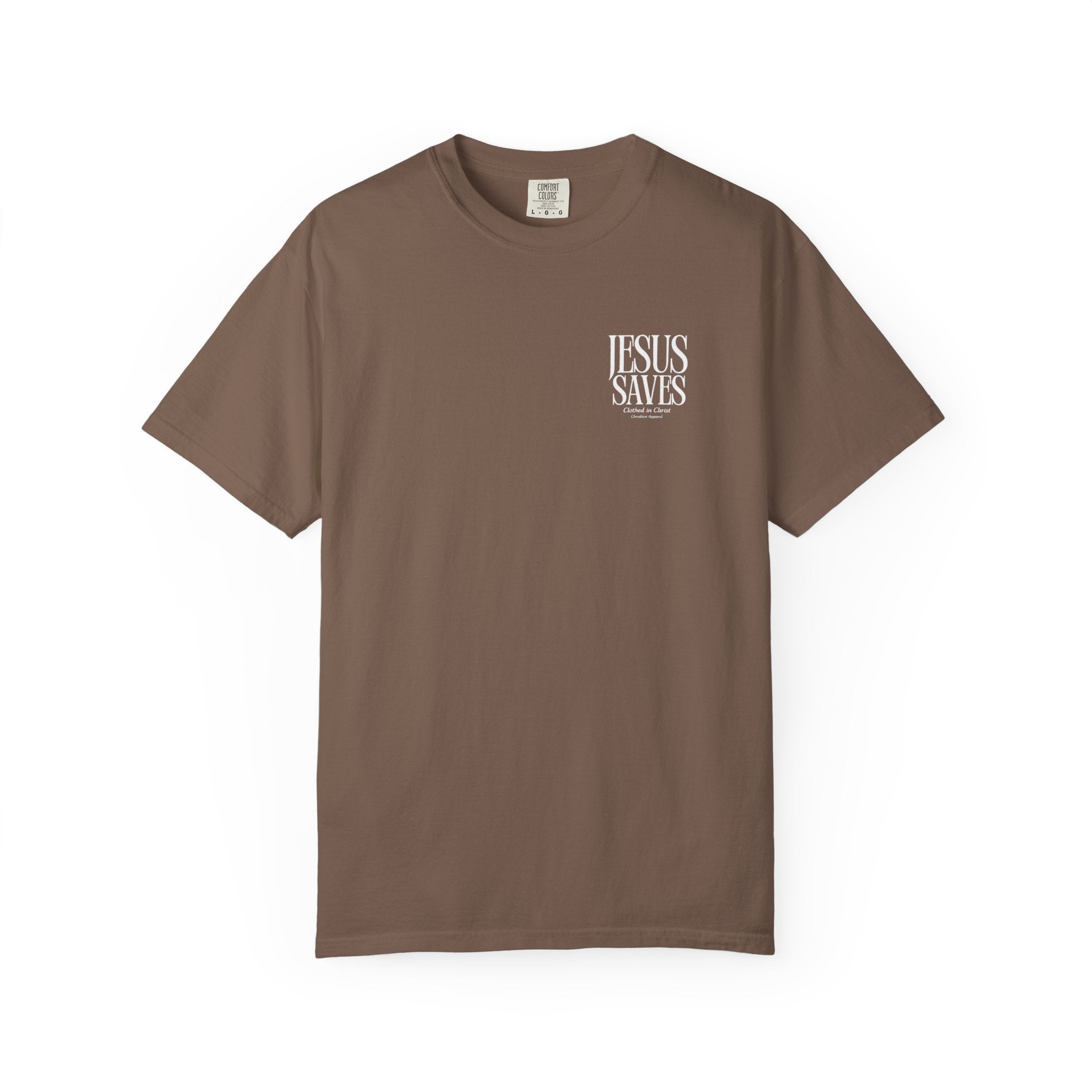 Jesus Saves T-Shirt — Minimal Embossed Religious Tee Printify