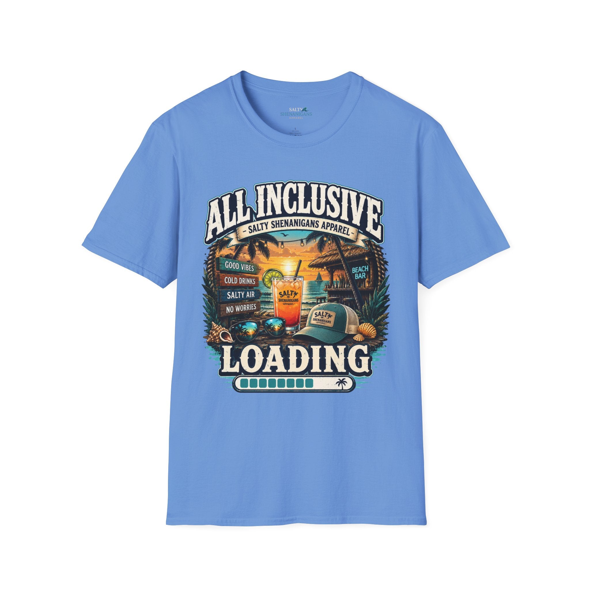 All Inclusive Loading Beach Vacation T-Shirt Printify