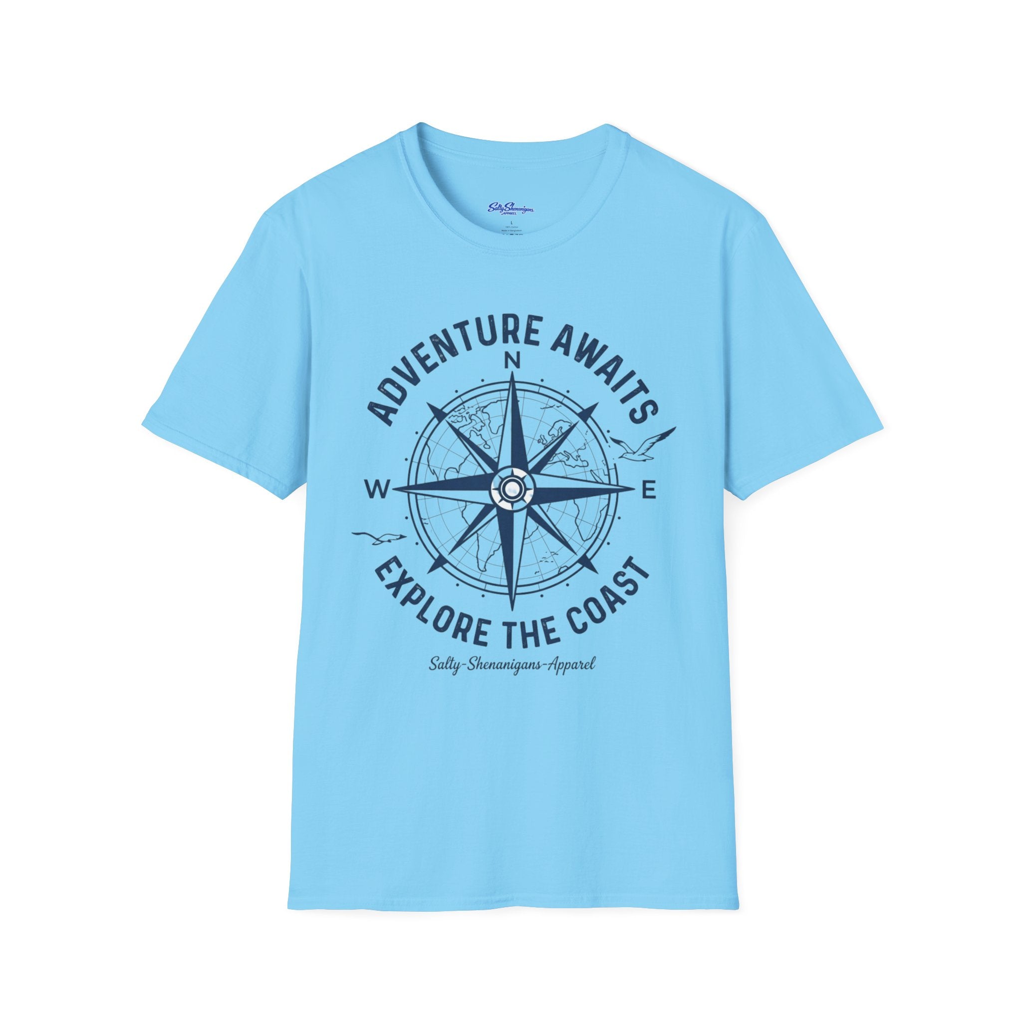 Salty Shenanigans Apparel Adventure Awaits T-Shirt Printify