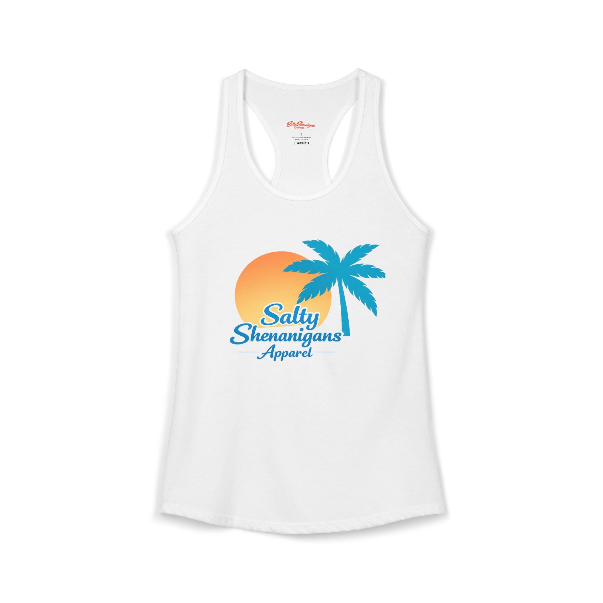 Women's Salty Shenanigans Palm Sun Racerback Tank Printify