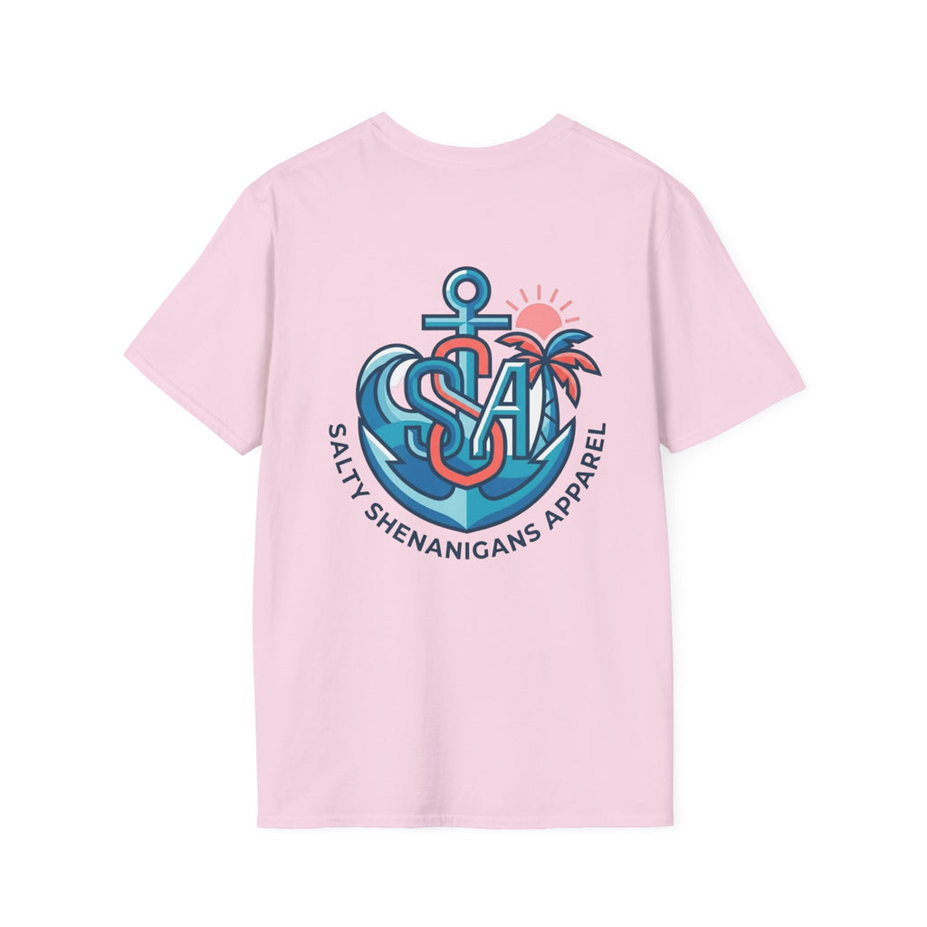 Salty Shenanigans Anchor Monogram Tee | Coastal Lifestyle T-Shirt | Gildan 64000 Softstyle Printify
