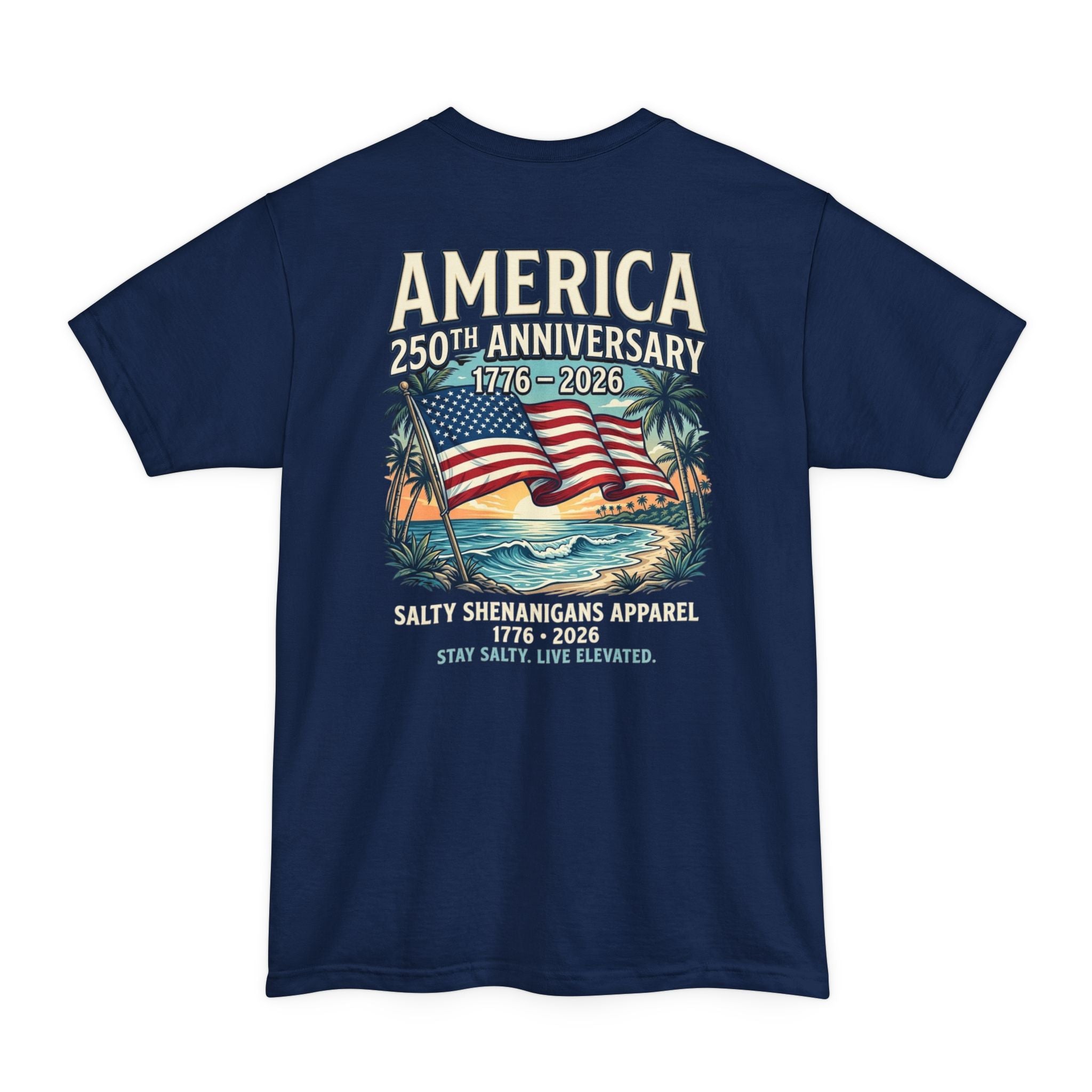 America 250th Anniversary 1776–2026 – Patriotic Coastal Tall Tee | Hanes Beefy-T Tall Printify