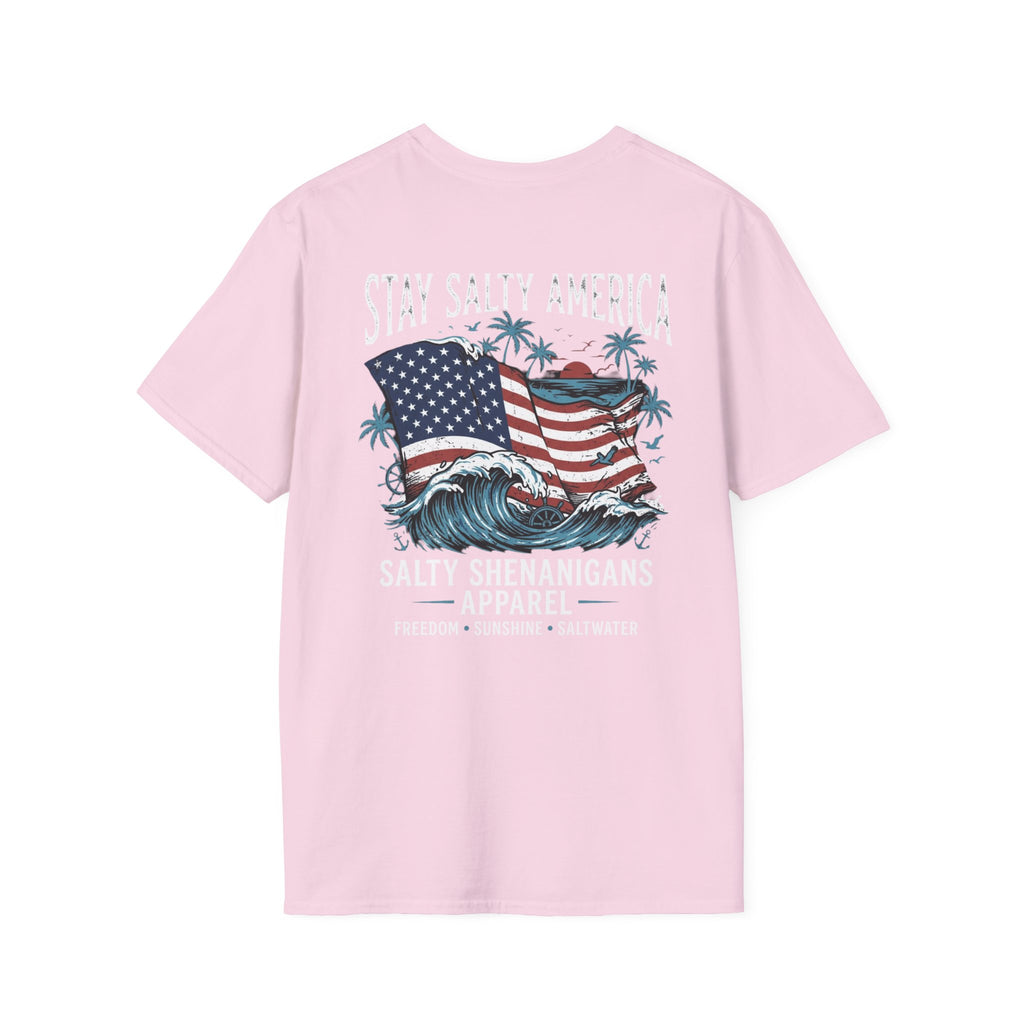 Stay Salty America Patriotic Coastal T-Shirt | Salty Shenanigans Apparel Printify