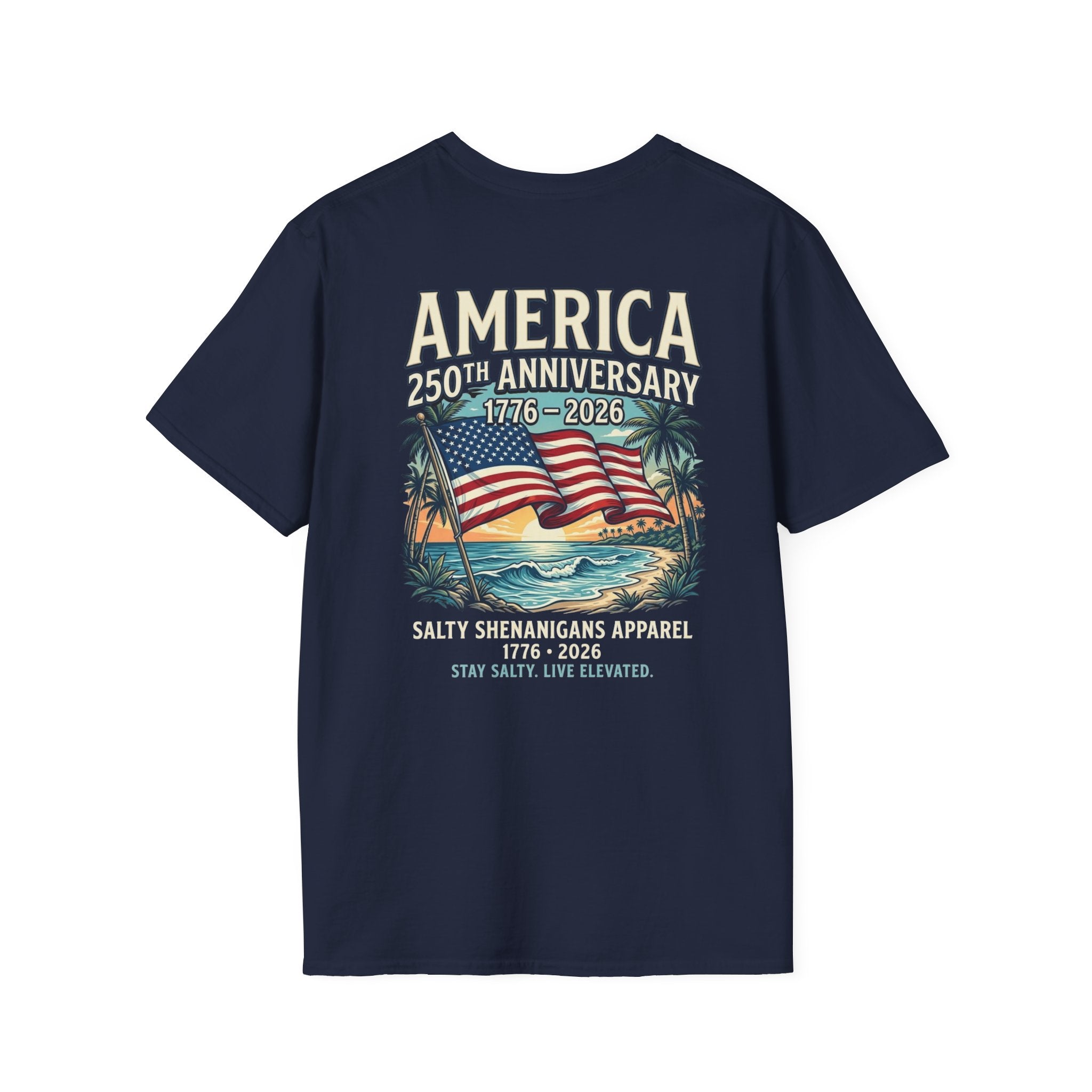 America 250th Anniversary Coastal Flag Tee | Salty Shenanigans Apparel Printify