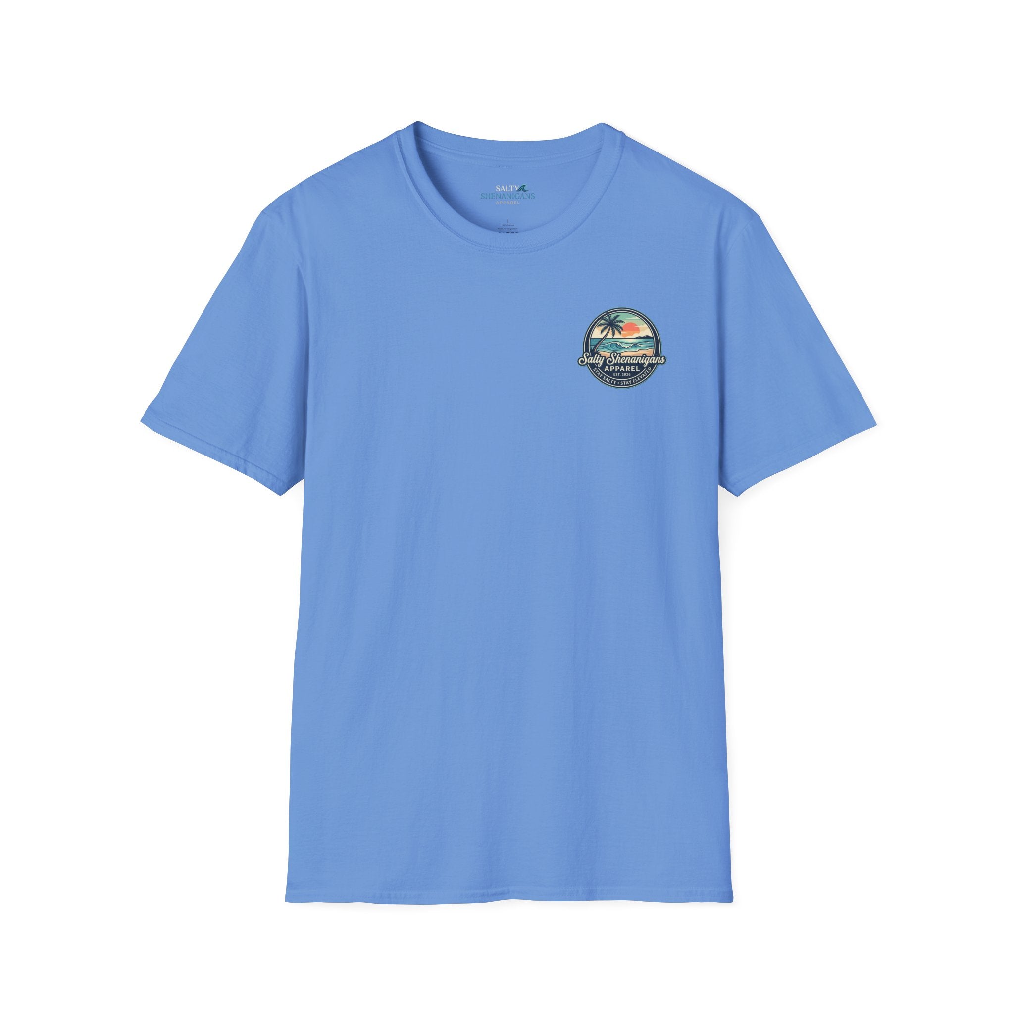 Salty Shenanigans Vintage Coastal Sunset Logo Printify