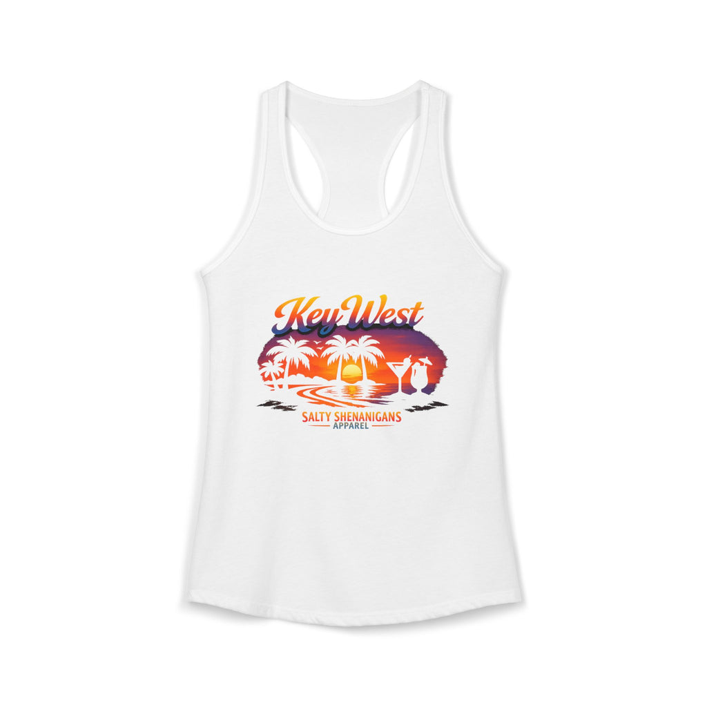 Women's Salty Shenanigans Key West Palm Racerback Tank Printify