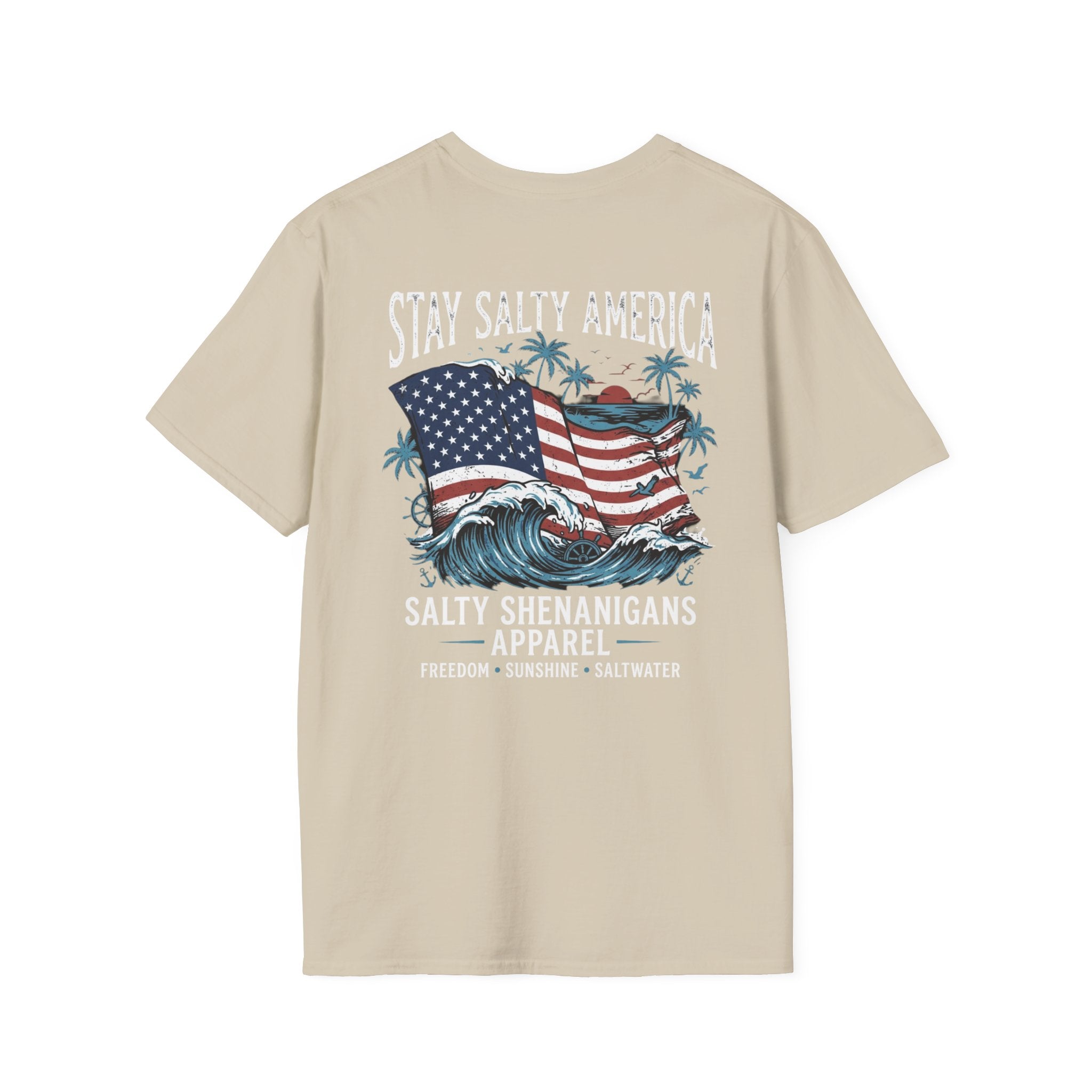 Stay Salty America Patriotic Coastal T-Shirt | Salty Shenanigans Apparel Printify
